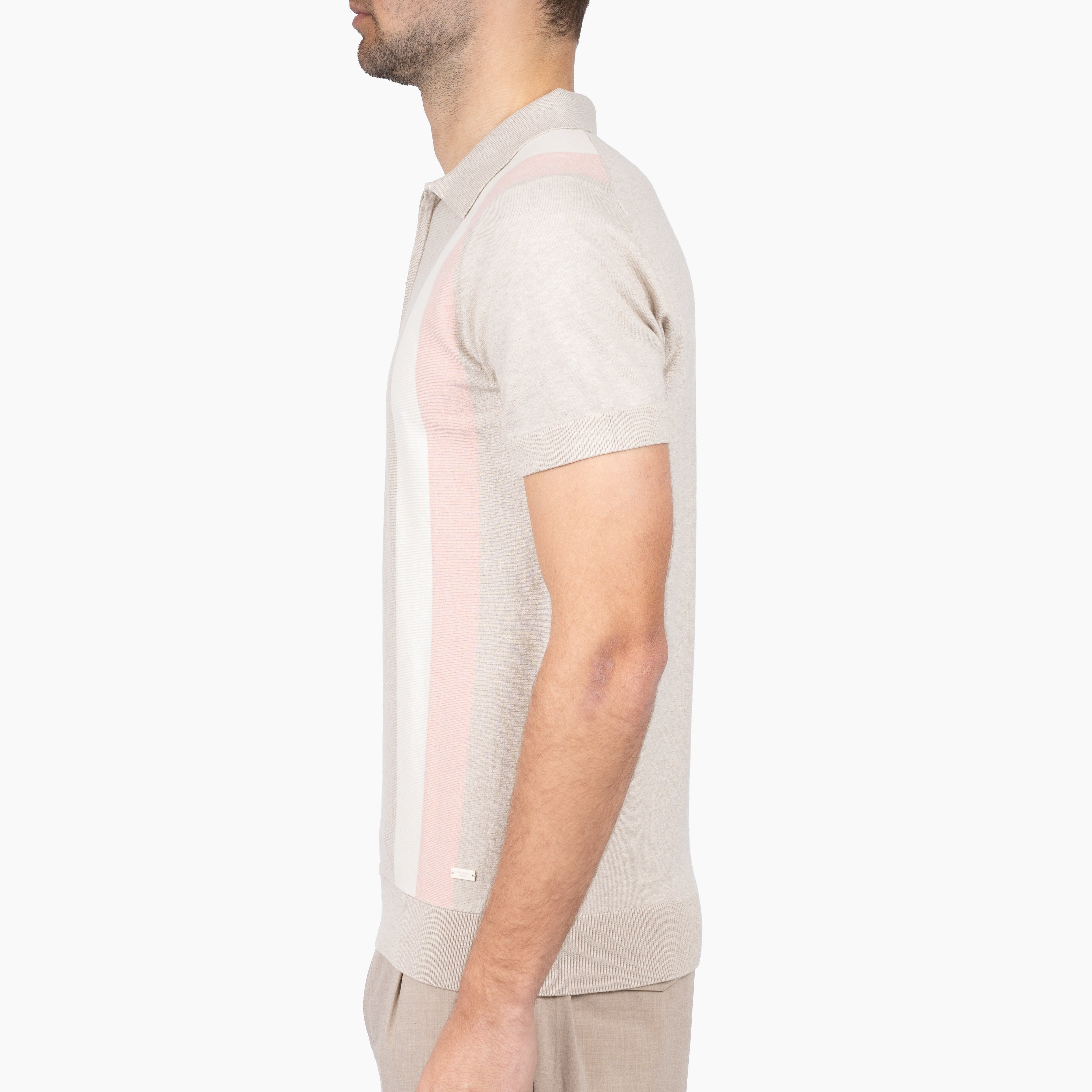 SEVEN DIALS Polo met Rits Zand / Roze | Fry