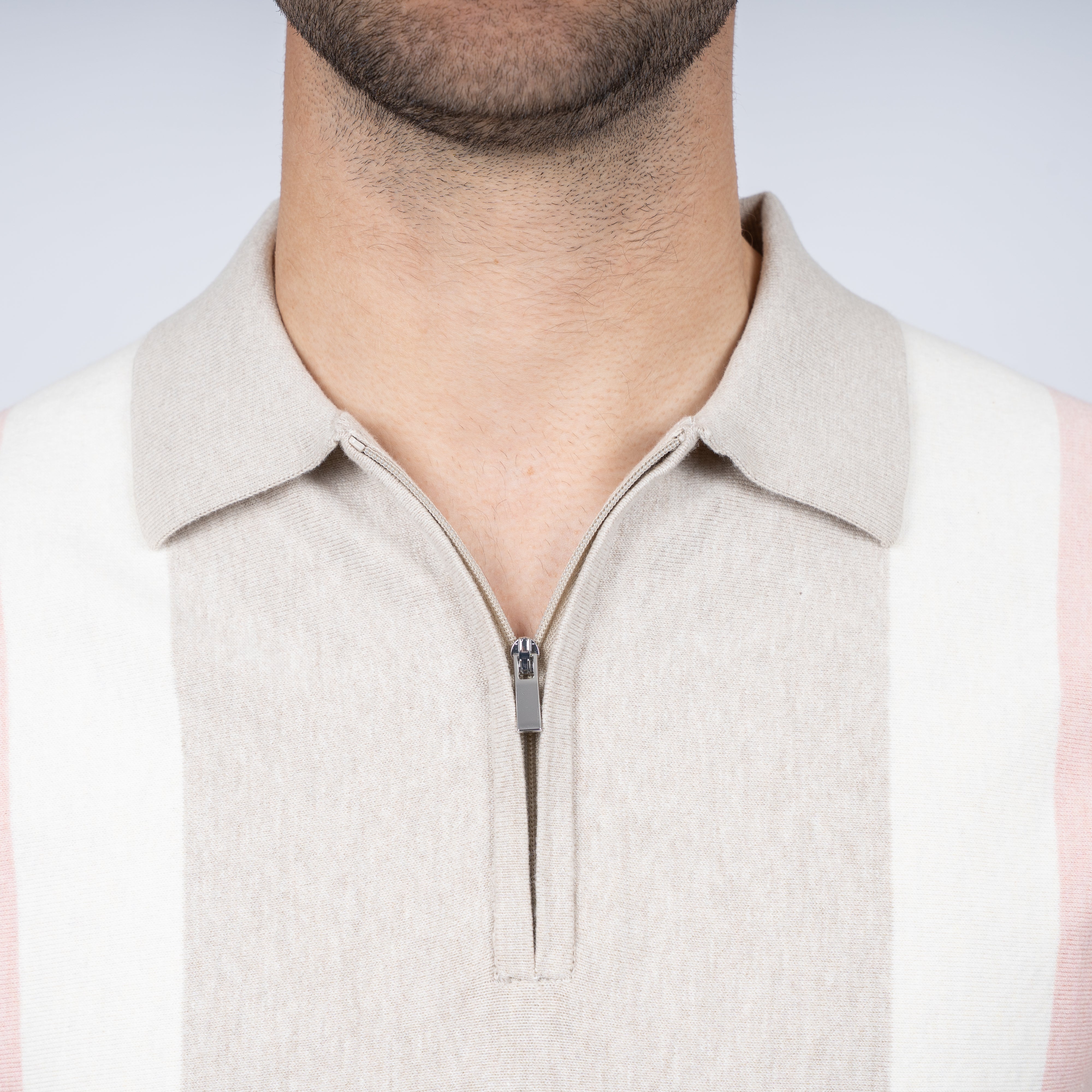 SEVEN DIALS Polo met Rits Zand / Roze | Fry