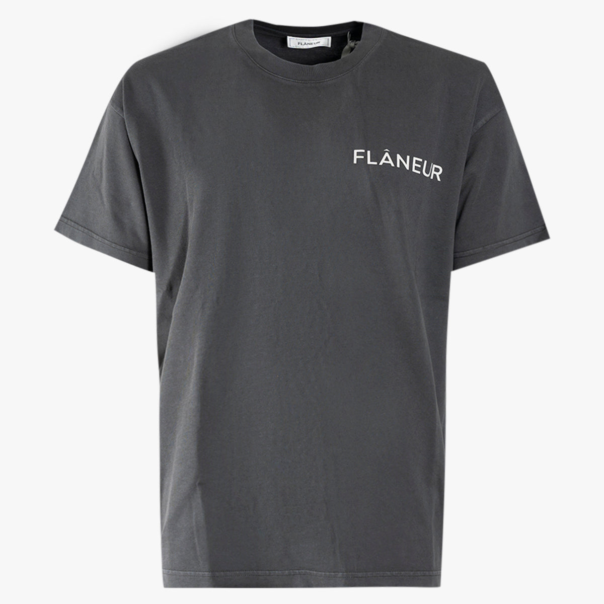 Flaneur T-Shirt met Backprint Zwart | Double Logo Washed
