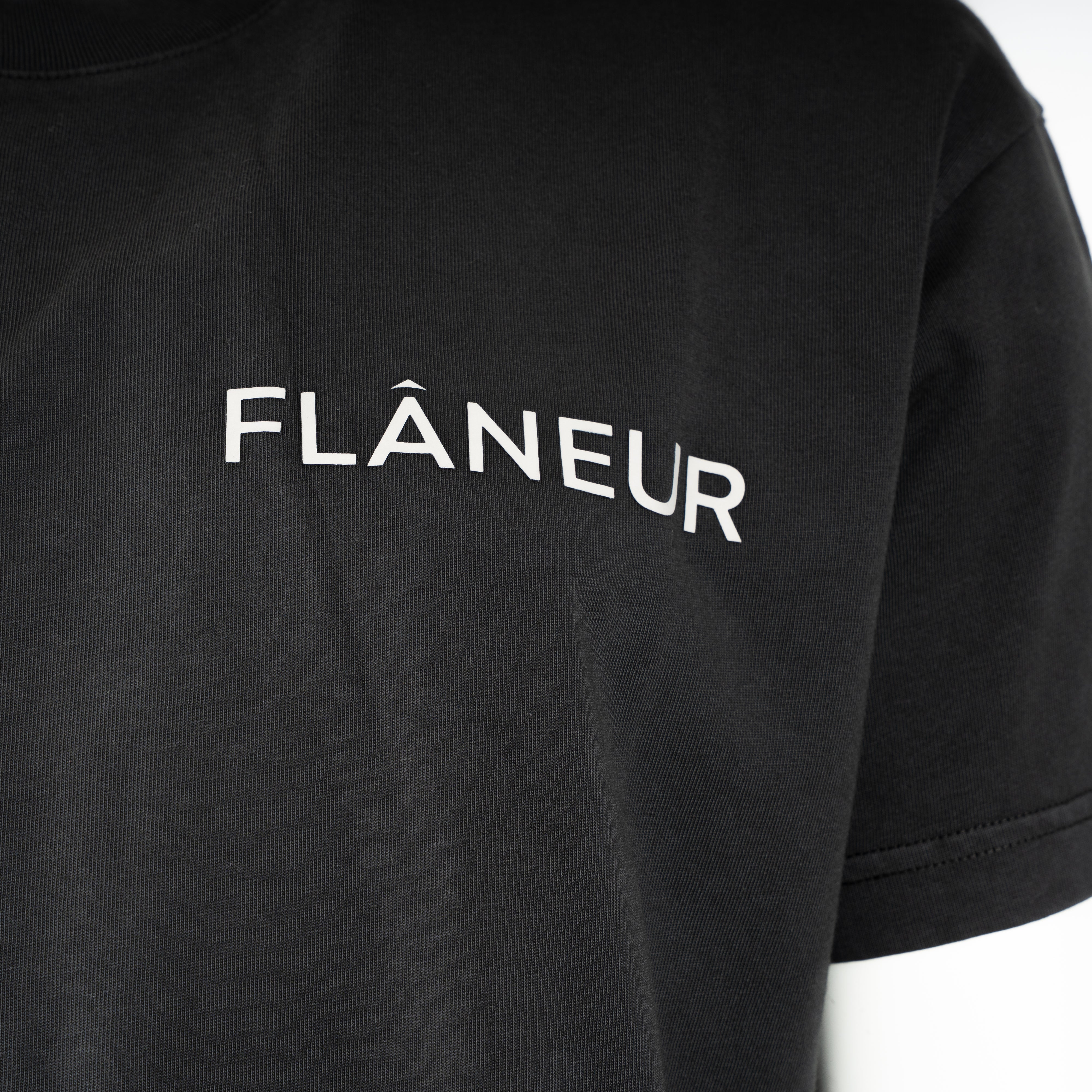 Flaneur T-Shirt met Backprint Zwart | Double Logo Washed