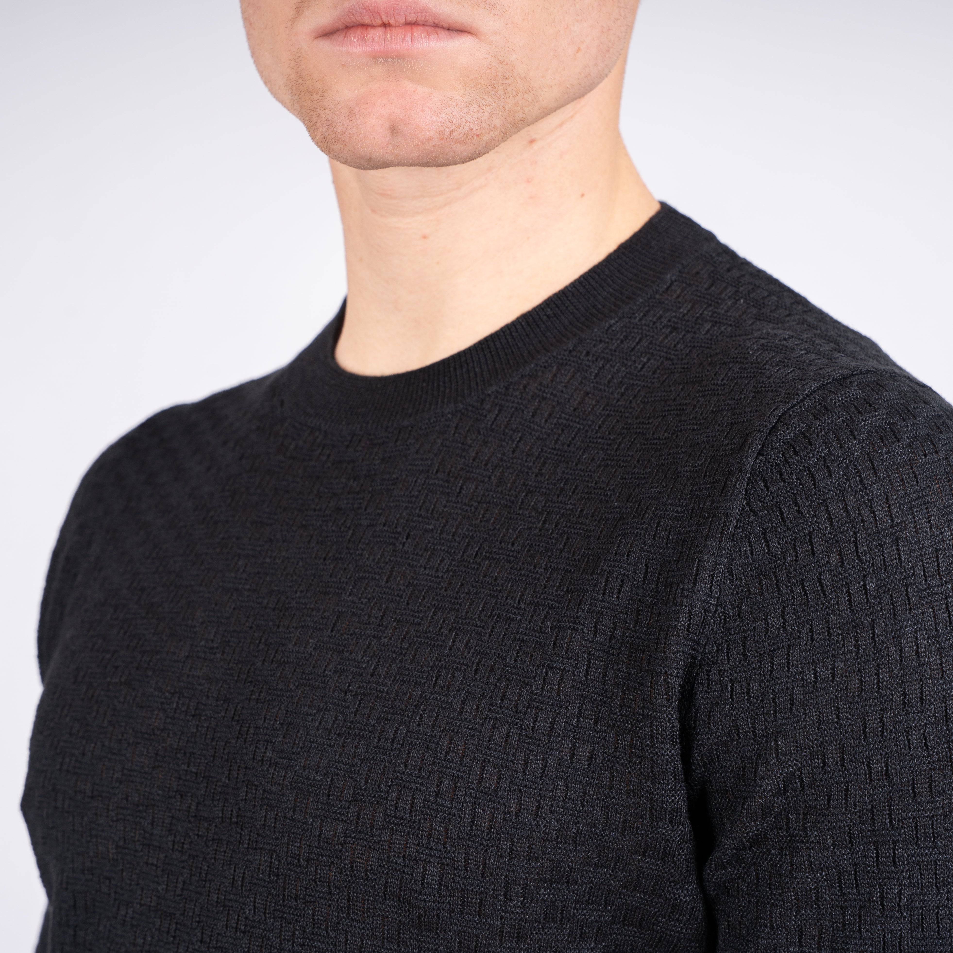 Gran Sasso Gebreid T-Shirt Zwart | Linnen & Cotton