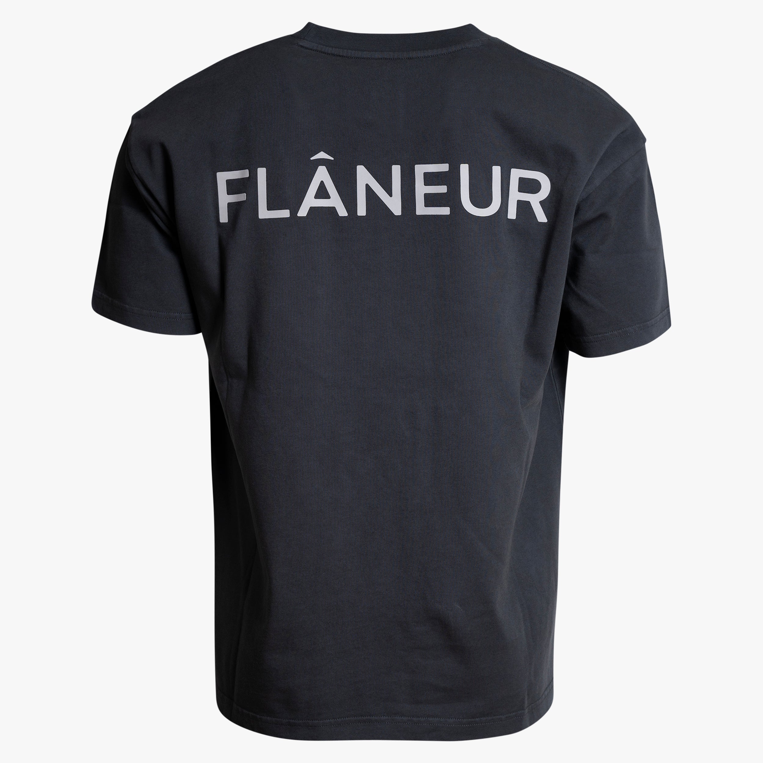 Flaneur T-Shirt met Backprint Zwart | Double Logo Washed