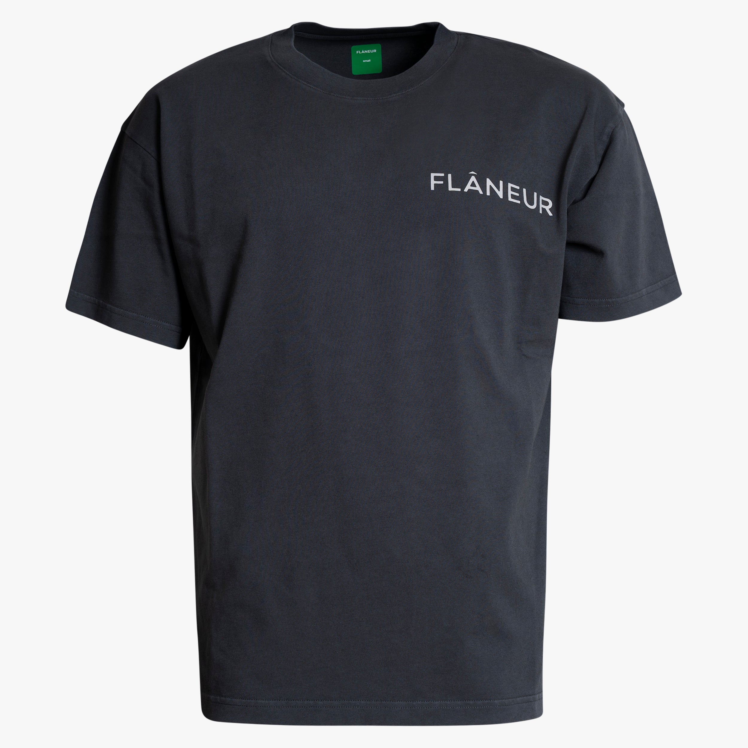 Flaneur T-Shirt met Backprint Zwart | Double Logo Washed