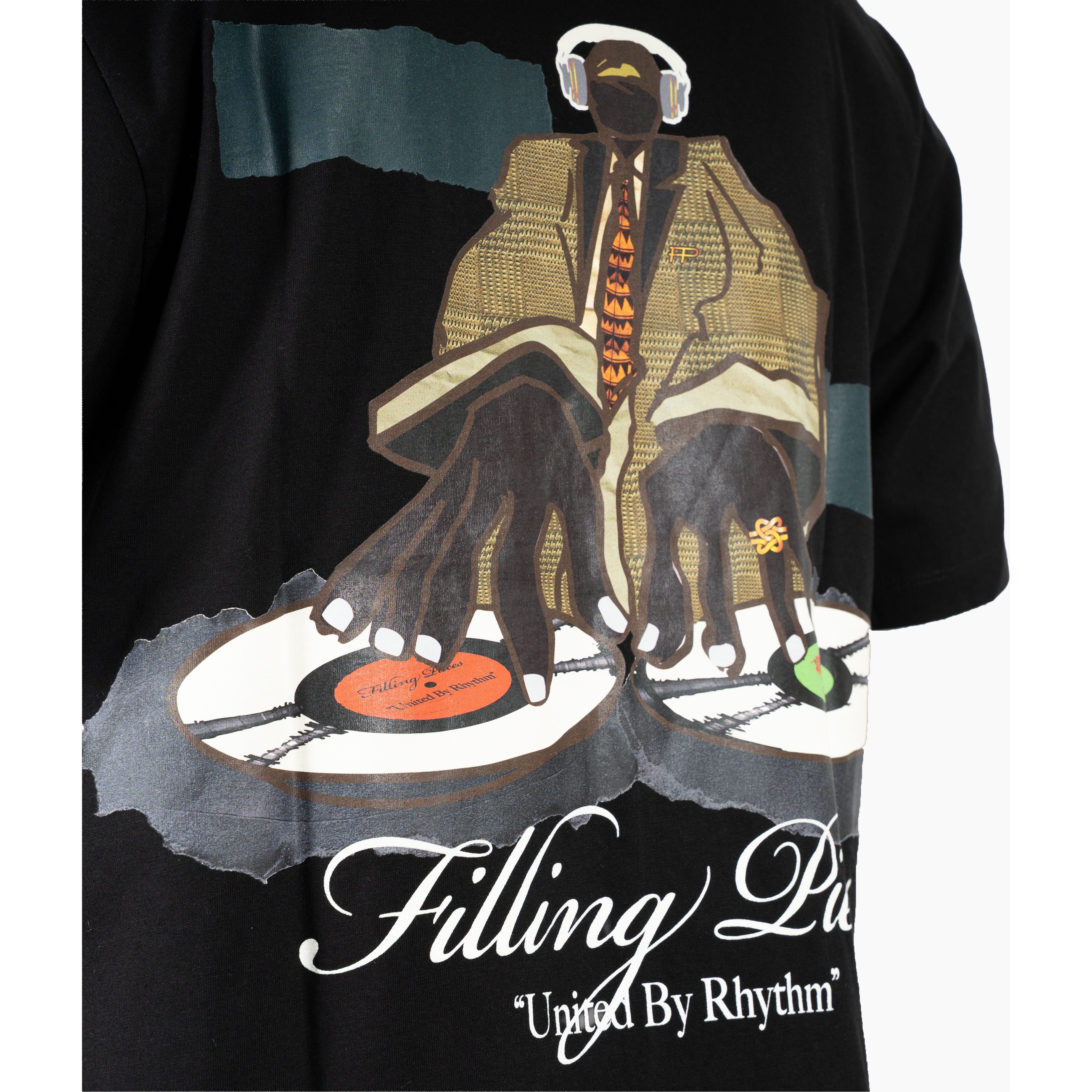 Filling Pieces T-Shirt met Backprint Zwart | DJ