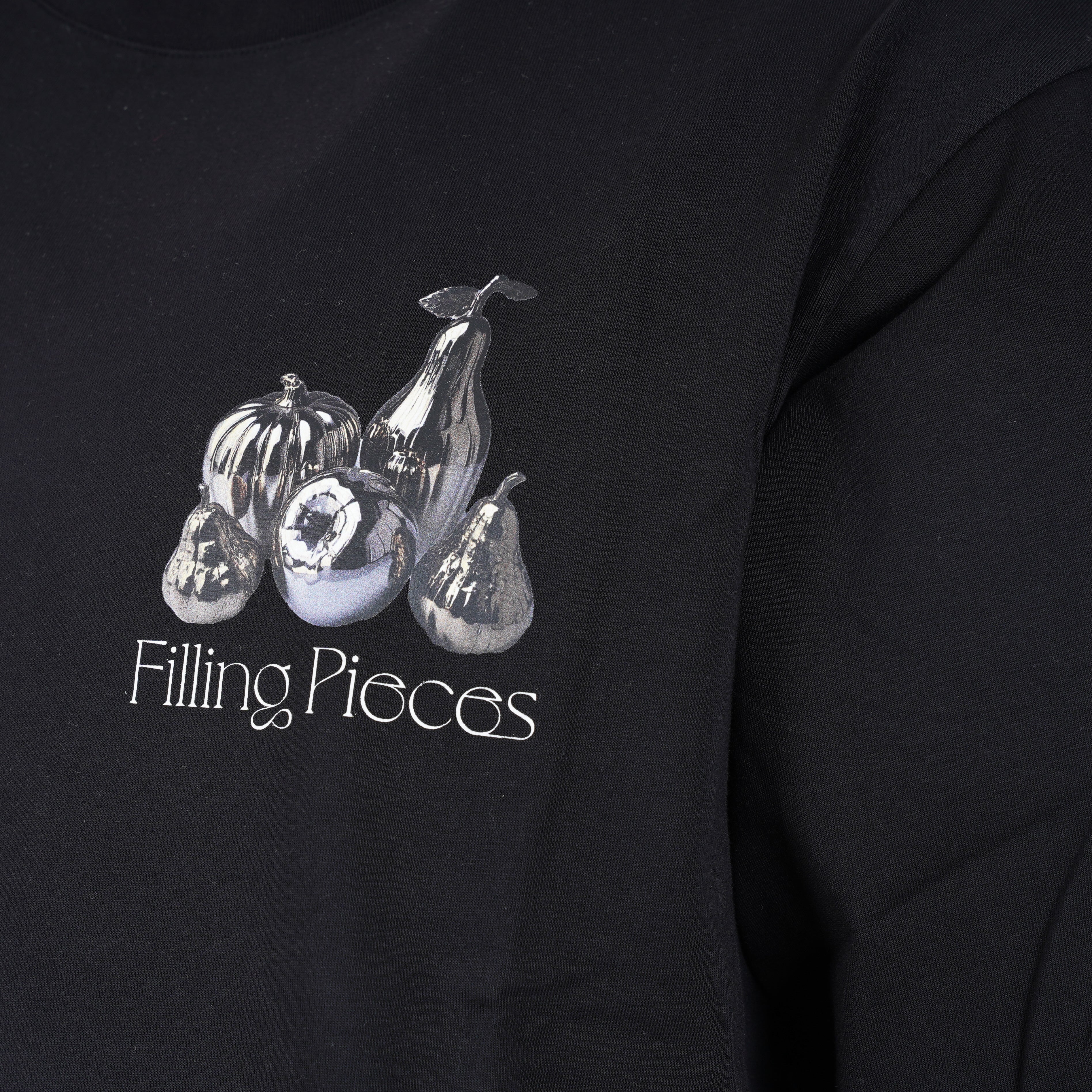 Filling Pieces T-Shirt Backprint Zwart | Boxy Chrome Fruit