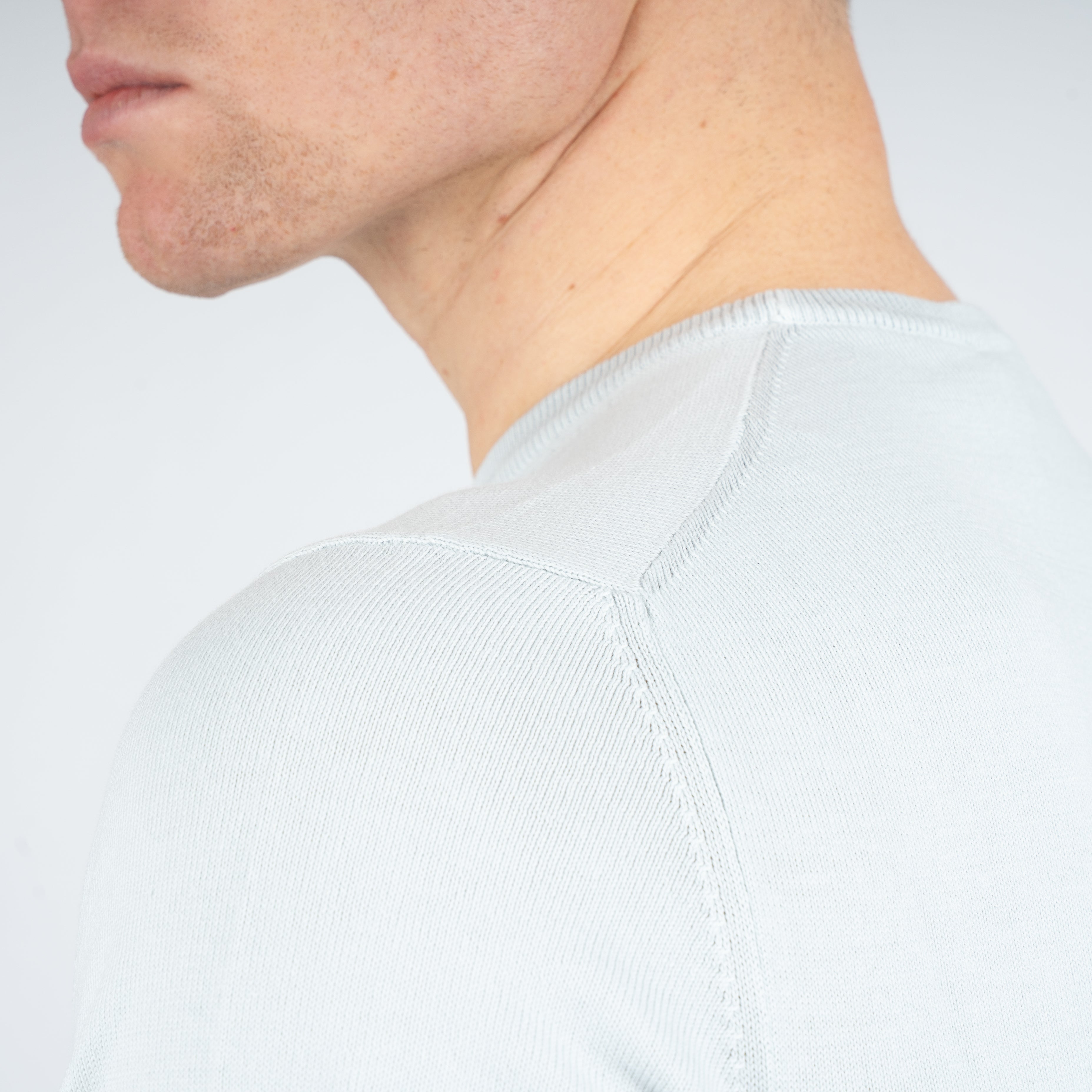 Gran Sasso Gebreid T-Shirt Lichtgrijs | Egyptian Cotton