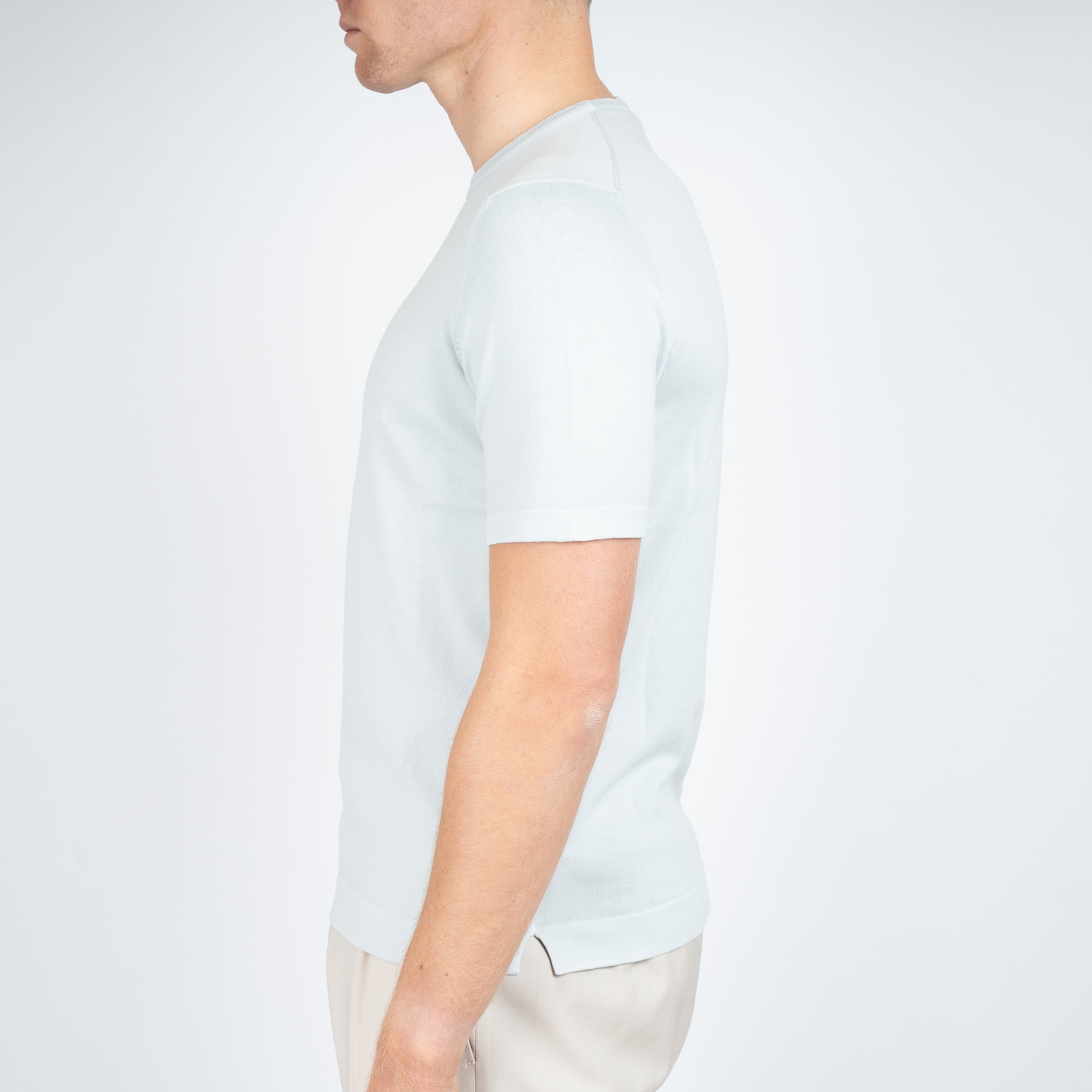 Gran Sasso Gebreid T-Shirt Lichtgrijs | Egyptian Cotton