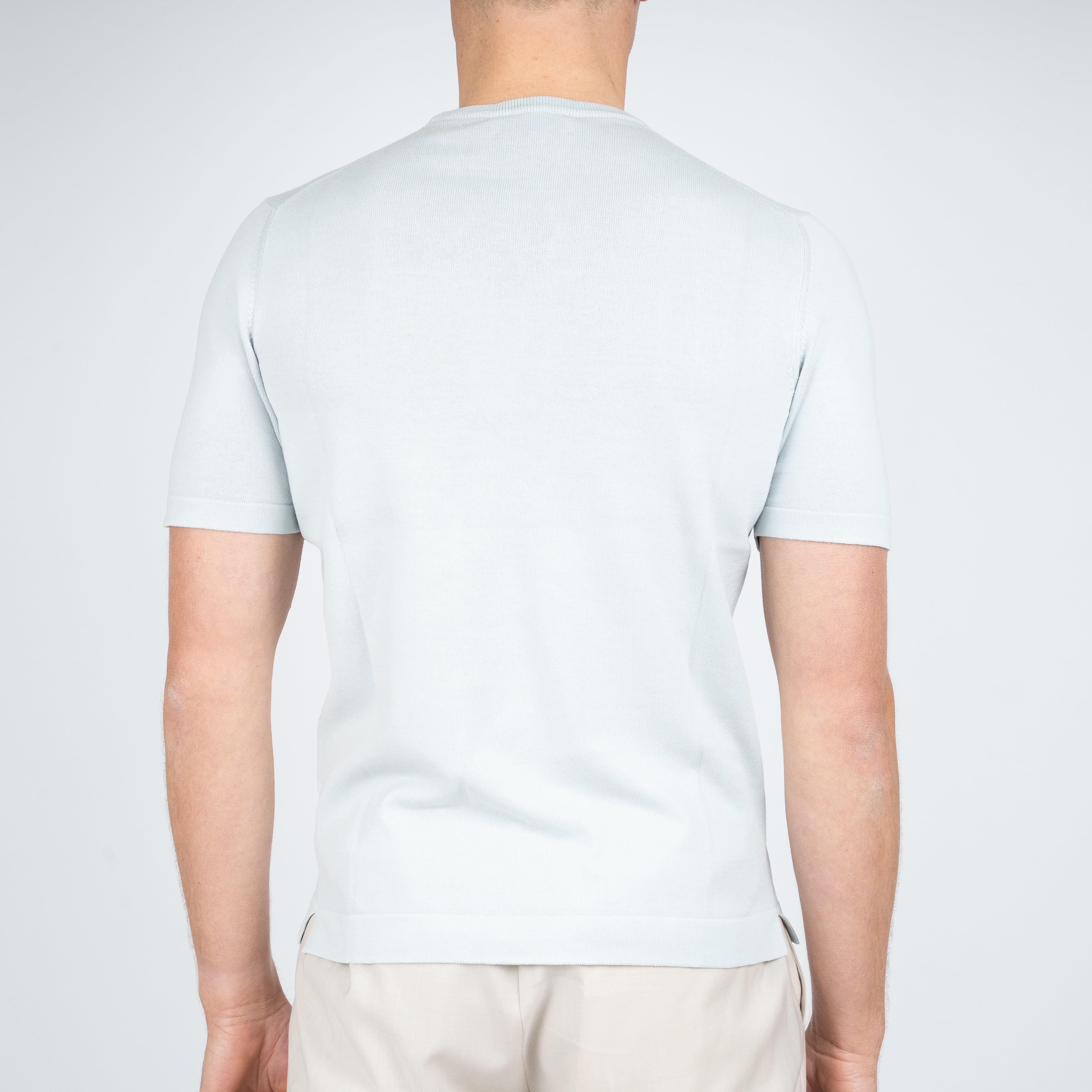 Gran Sasso Gebreid T-Shirt Lichtgrijs | Egyptian Cotton