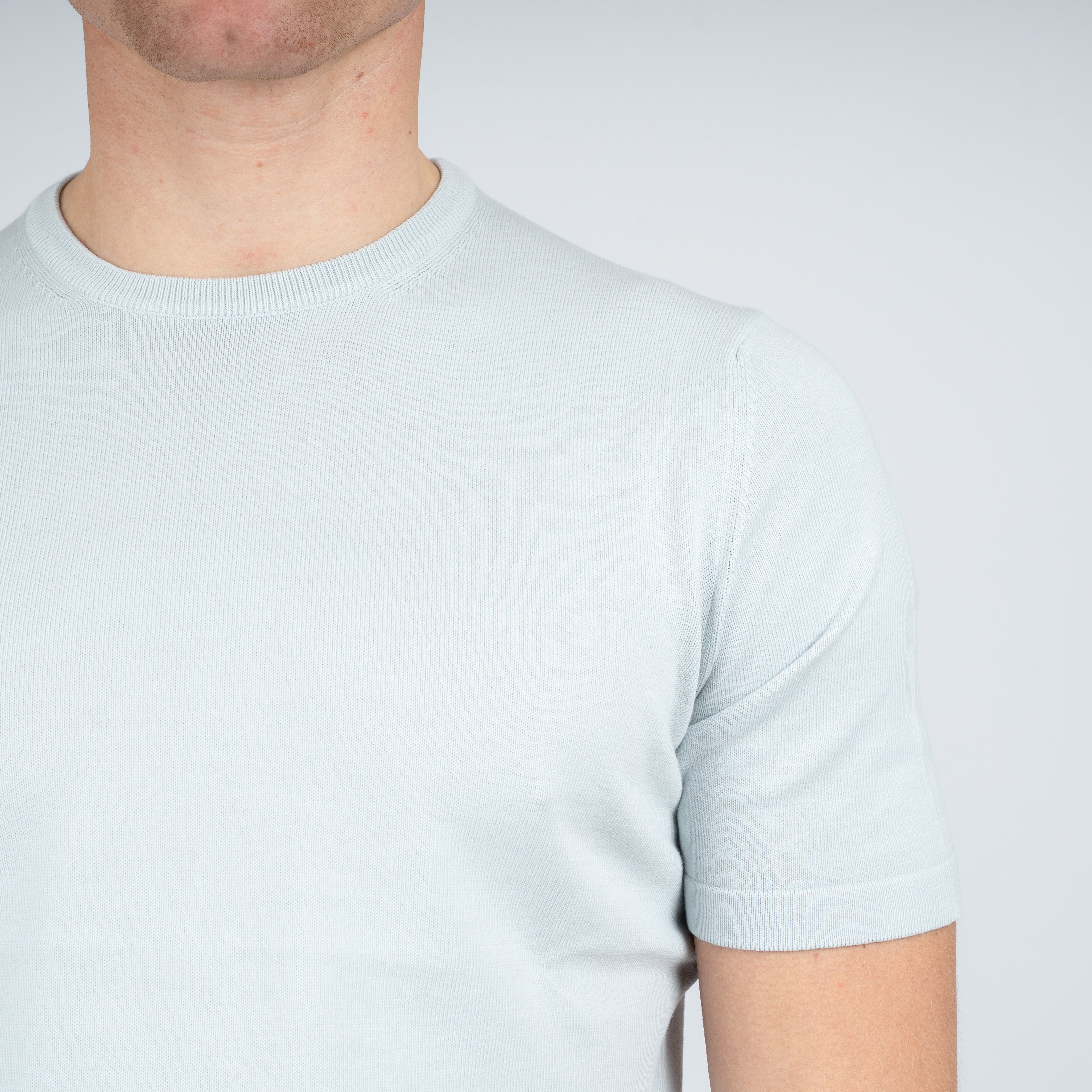 Gran Sasso Gebreid T-Shirt Lichtgrijs | Egyptian Cotton