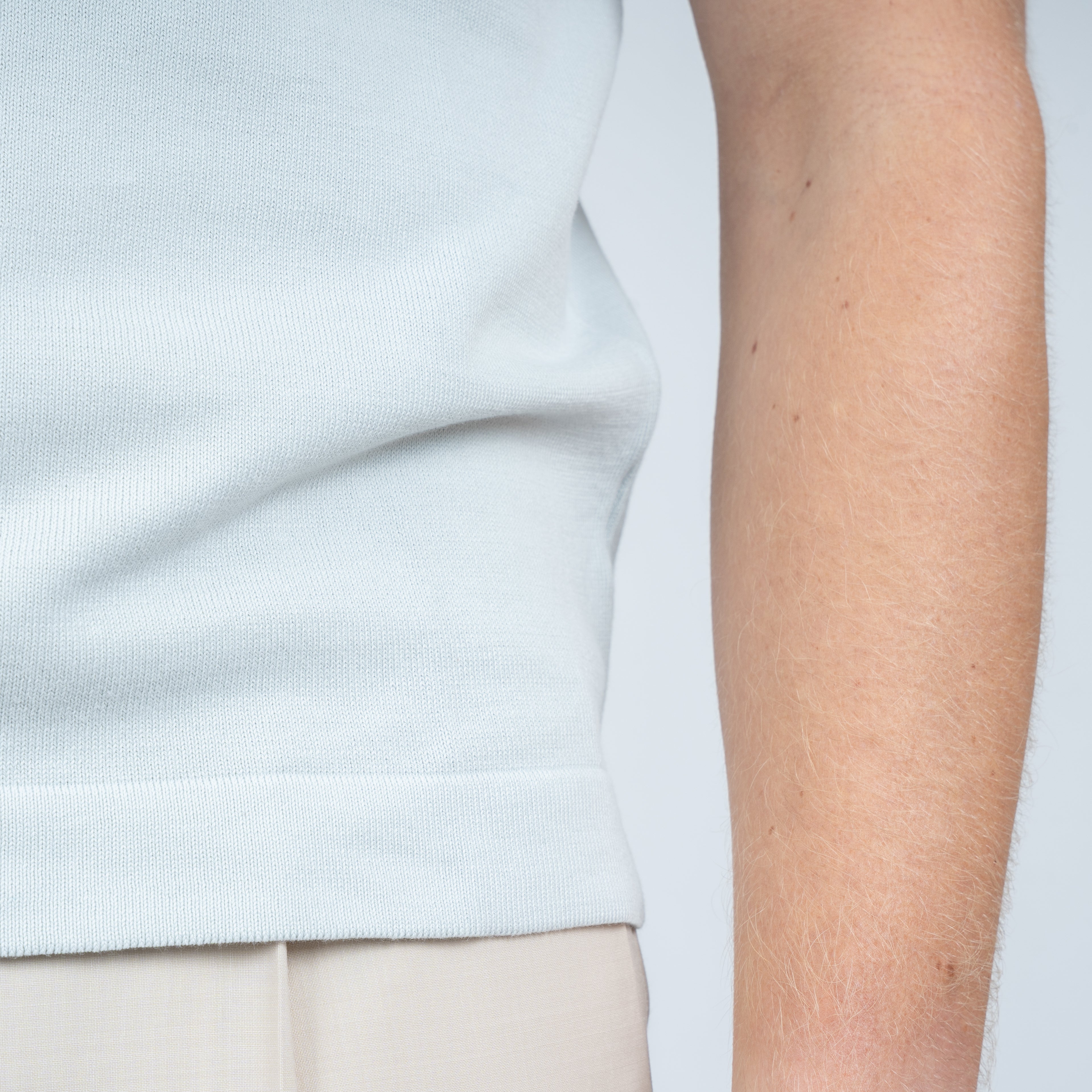 Gran Sasso Gebreid T-Shirt Lichtgrijs | Egyptian Cotton