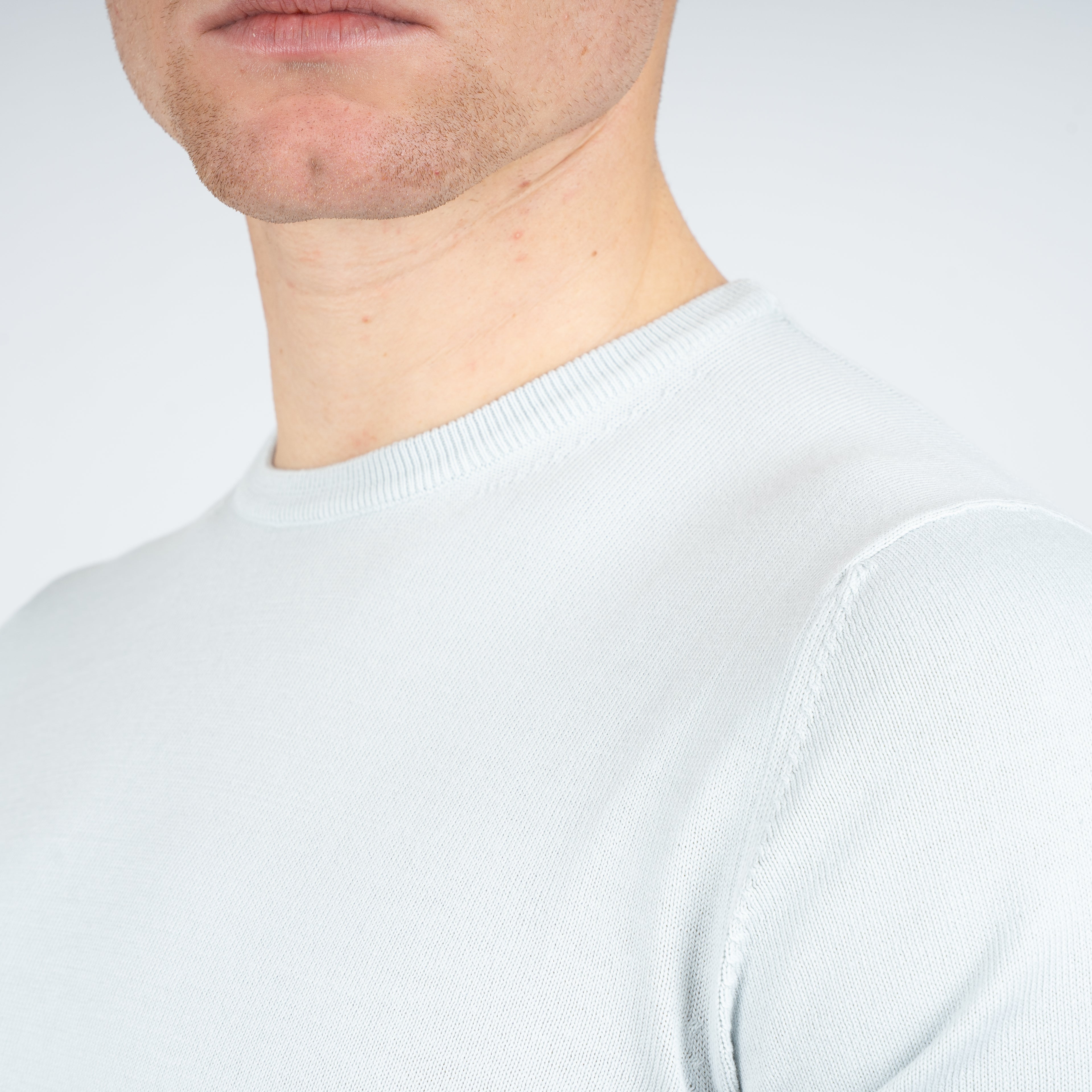 Gran Sasso Gebreid T-Shirt Lichtgrijs | Egyptian Cotton