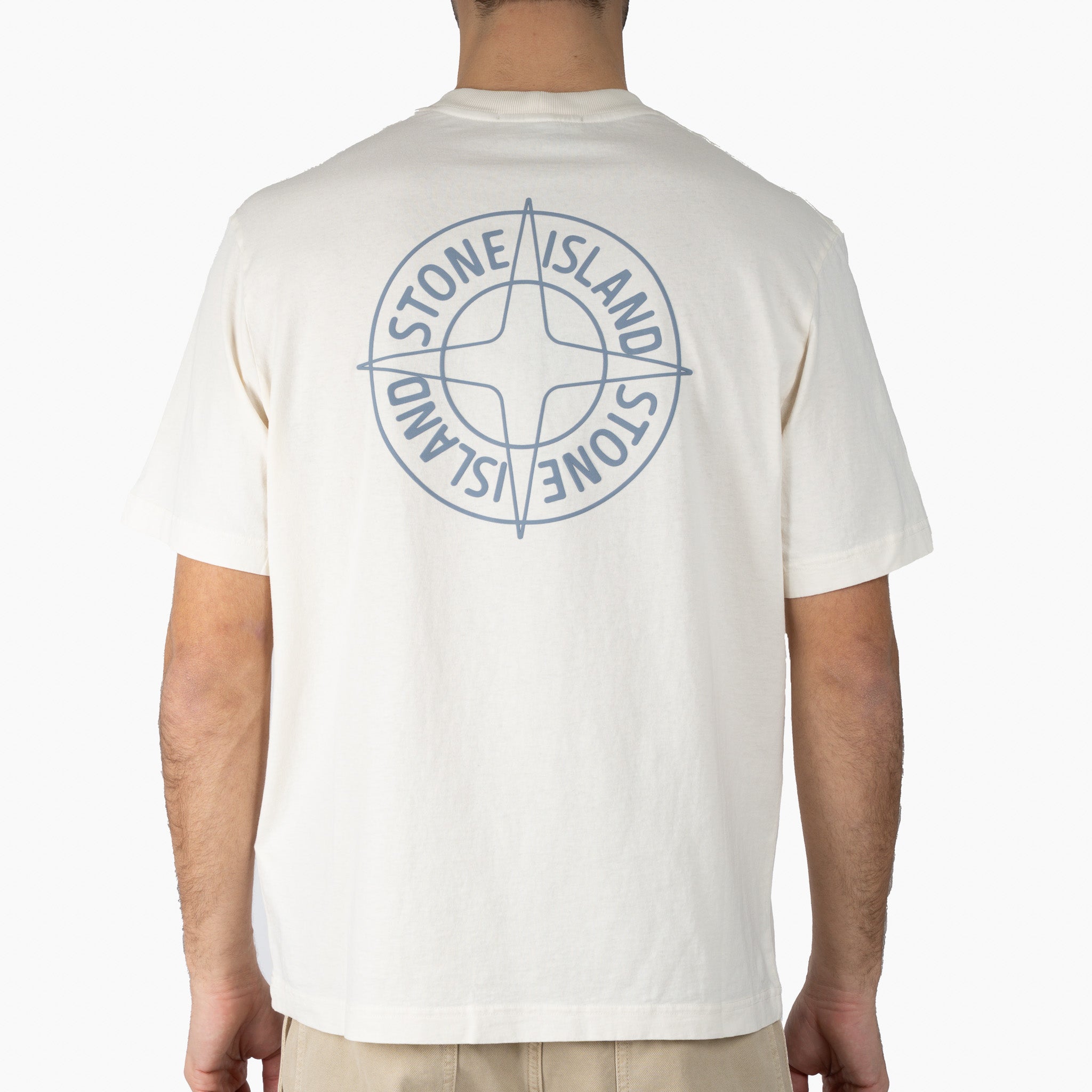 Stone Island T-Shirt Backprint Crème | Outline Compass