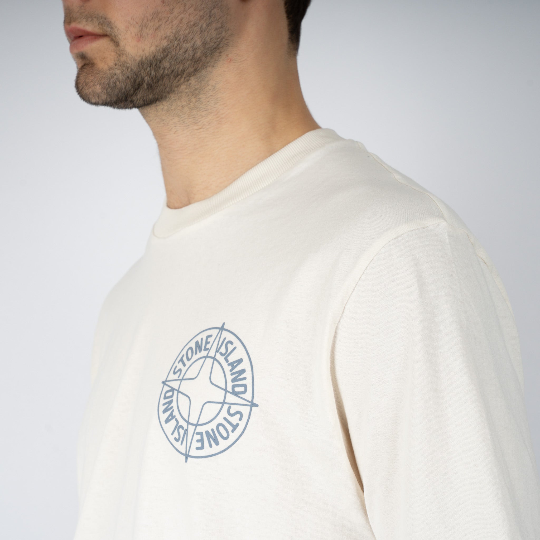 Stone Island T-Shirt Backprint Crème | Outline Compass