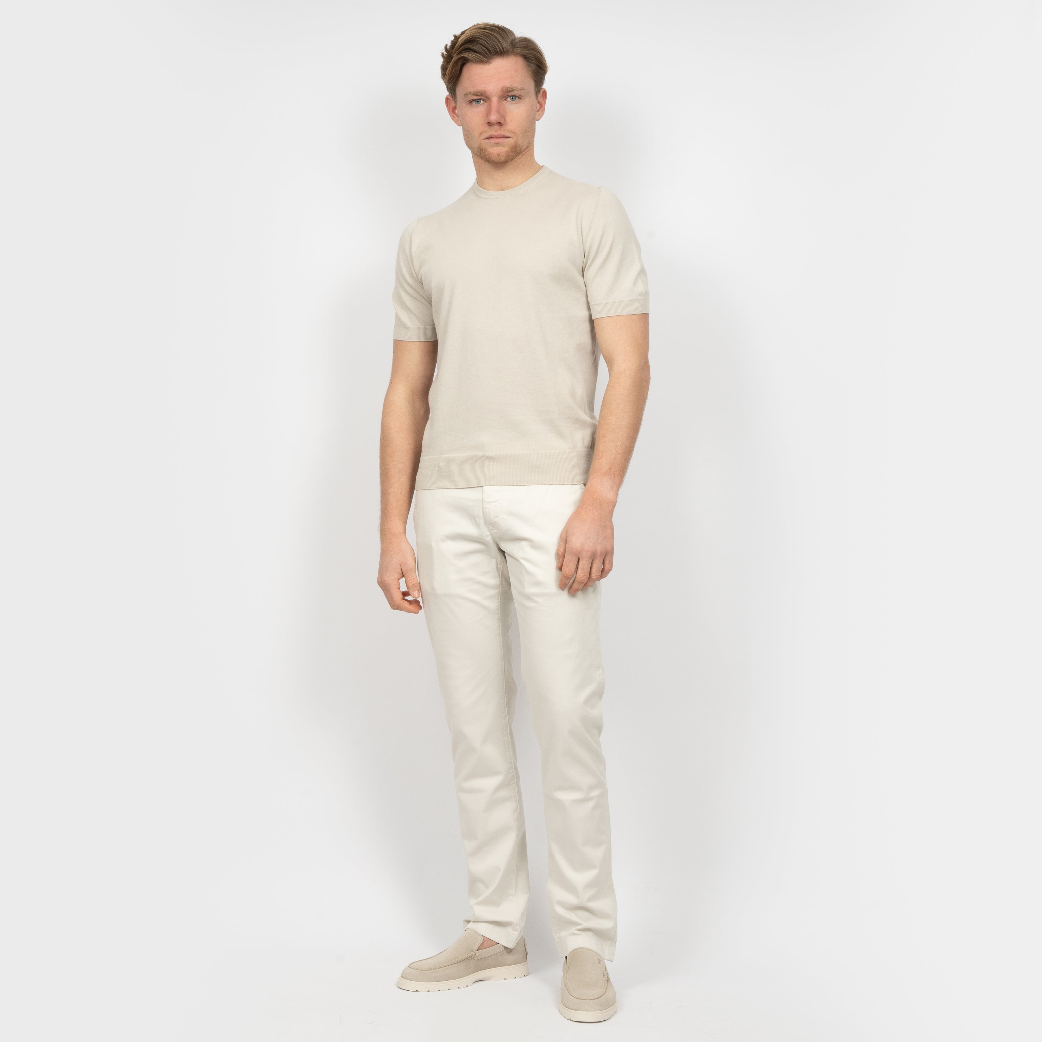 Gran Sasso T-Shirt Beige | Organic Cotton Knit