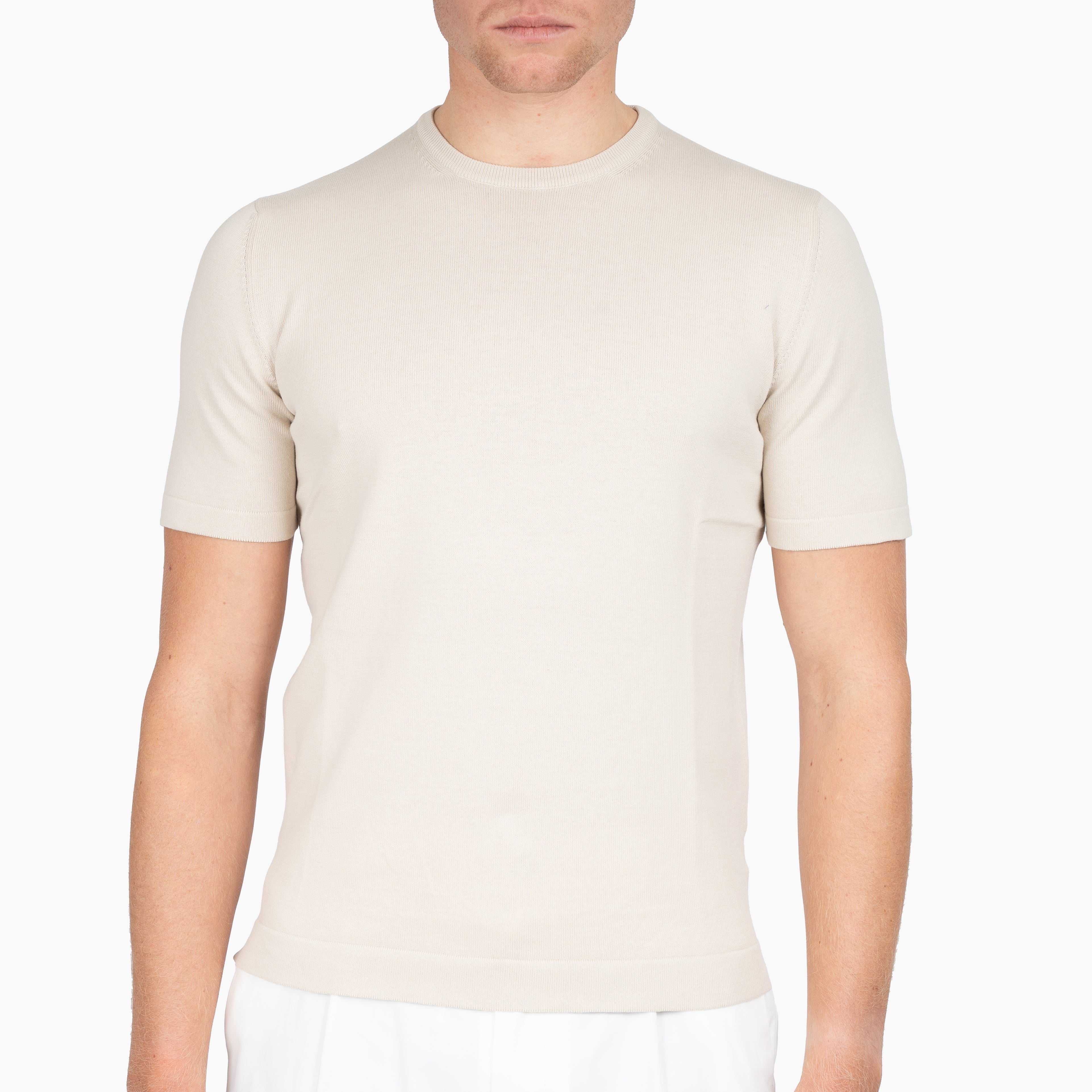 Gran Sasso Gebreid T-Shirt Beige | Egyptian Cotton