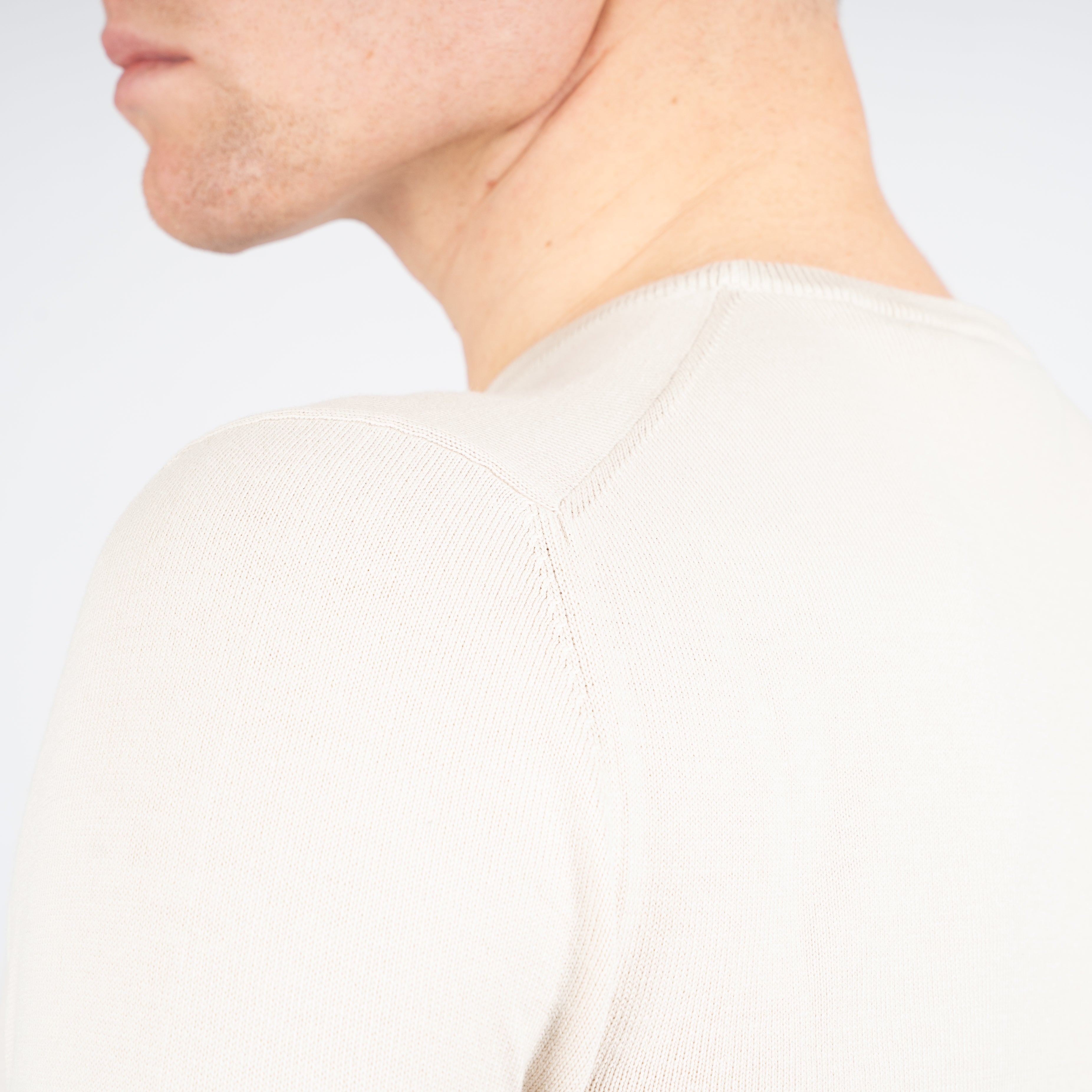 Gran Sasso Gebreid T-Shirt Beige | Egyptian Cotton