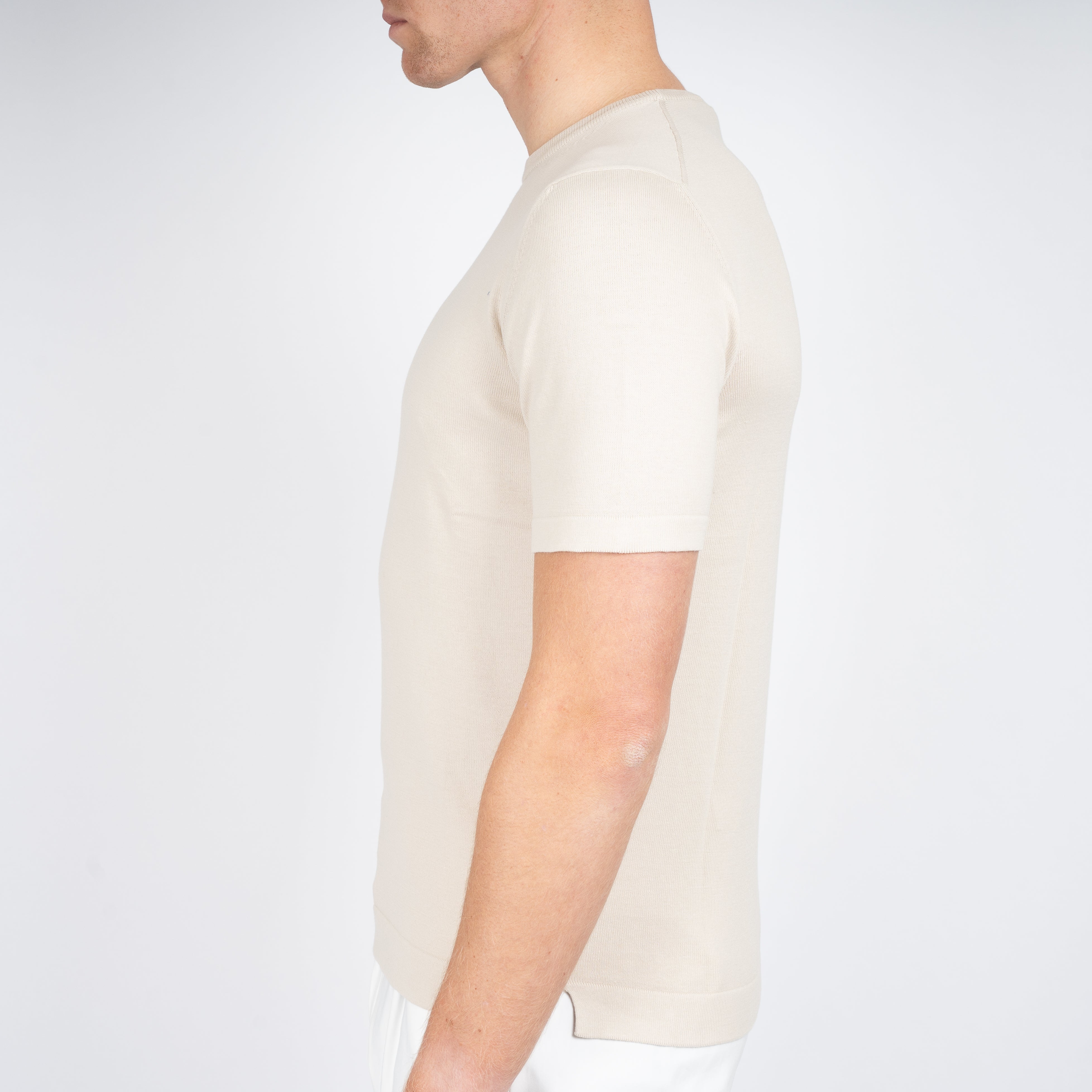Gran Sasso Gebreid T-Shirt Beige | Egyptian Cotton