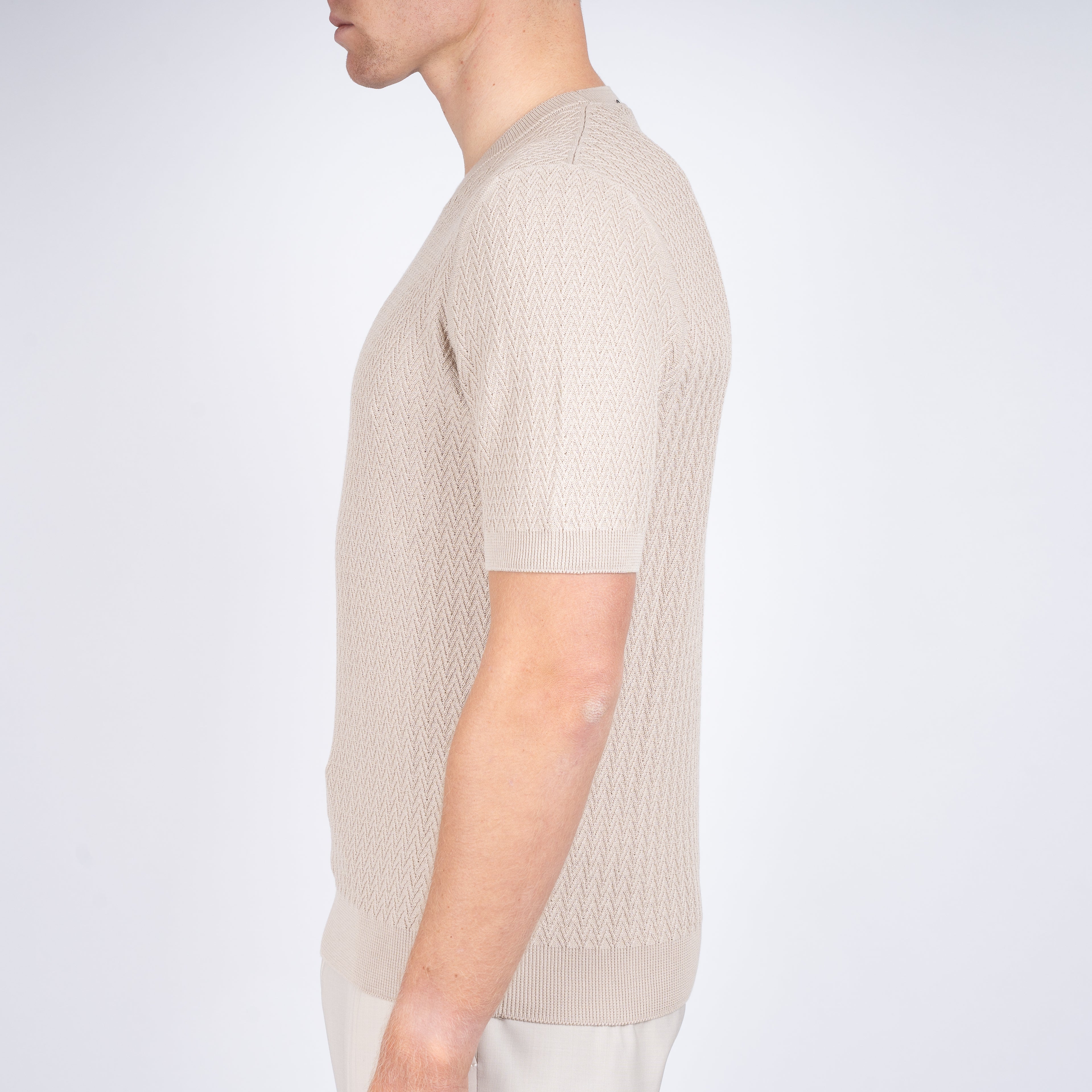 Gran Sasso Gebreid T-Shirt Beige | Fresh Cotton