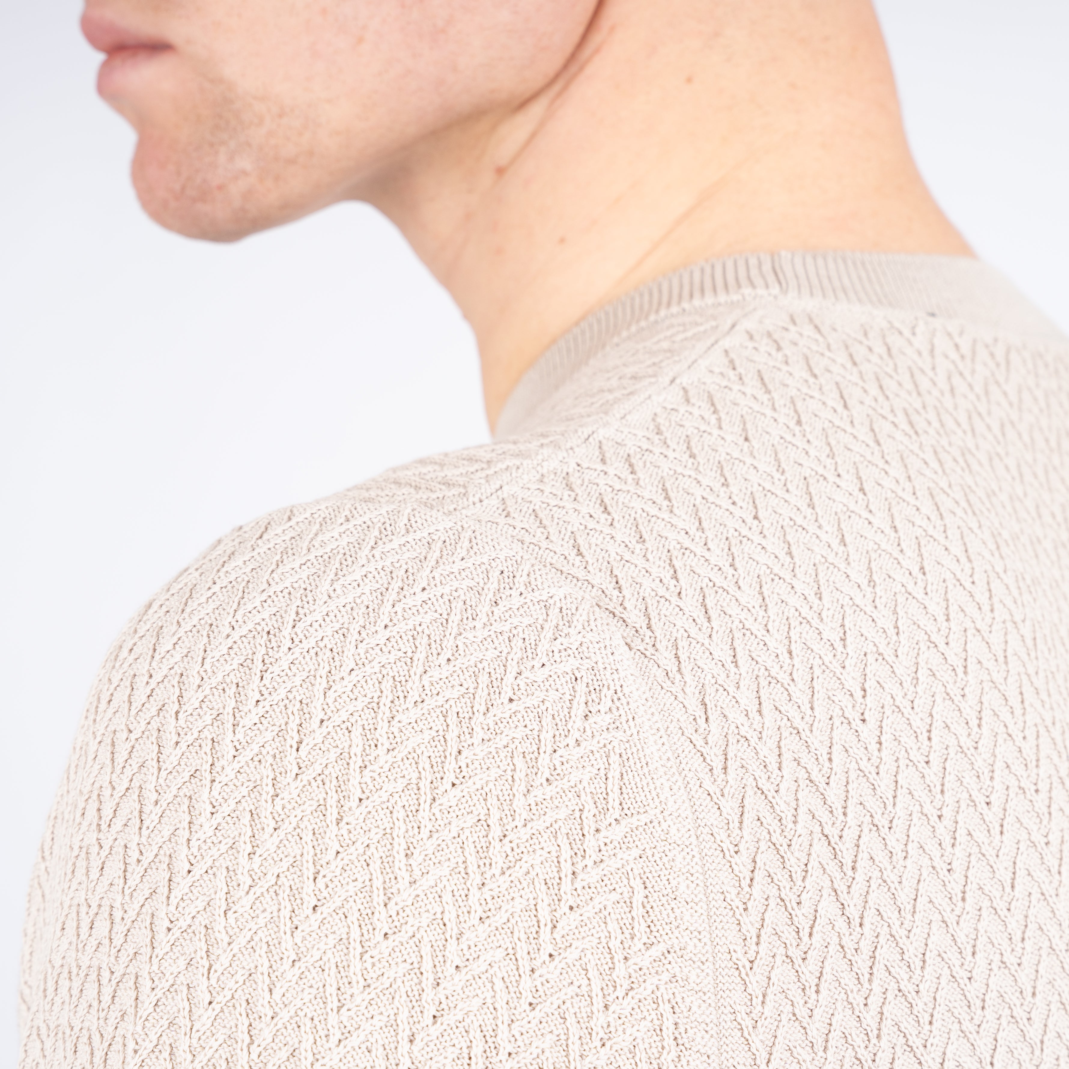 Gran Sasso Gebreid T-Shirt Beige | Fresh Cotton