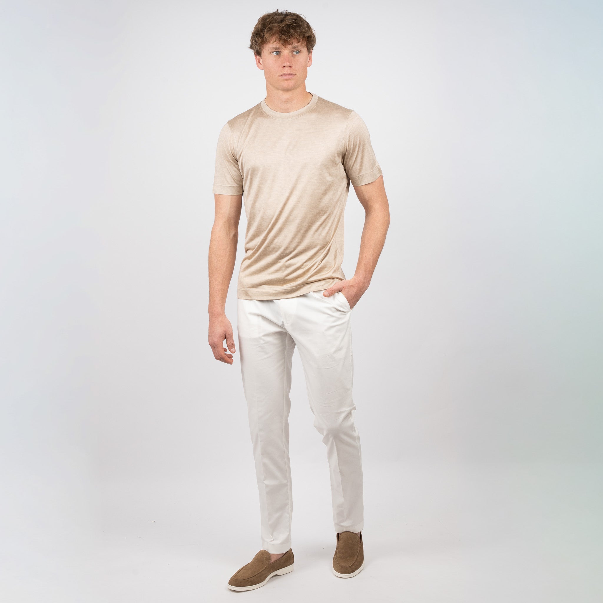 Gran Sasso T-shirt Zijde Beige | Seta