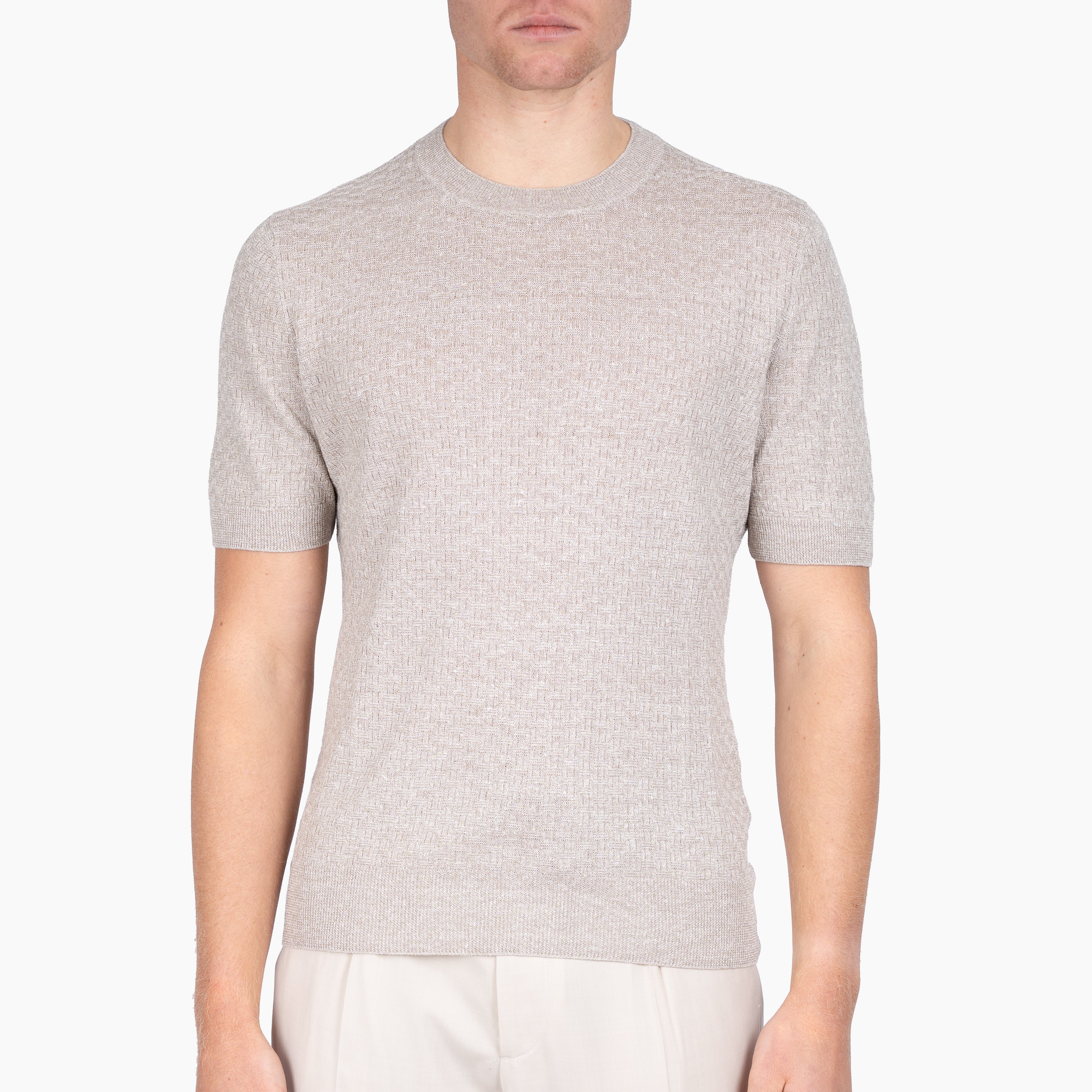 Gran Sasso Gebreid T-Shirt Beige | Linnen & Cotton