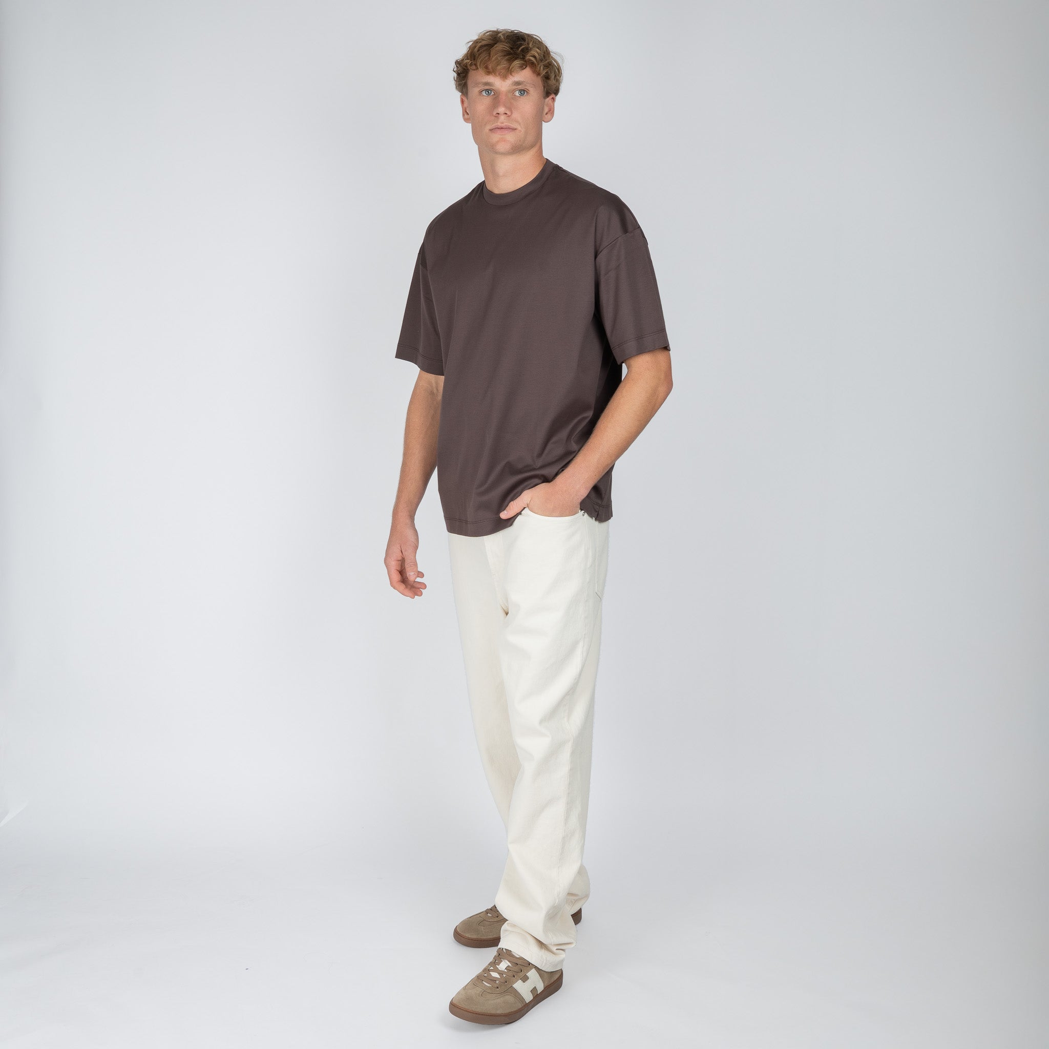 Valenza T-Shirt Bruin | Interlock Supima Oversized