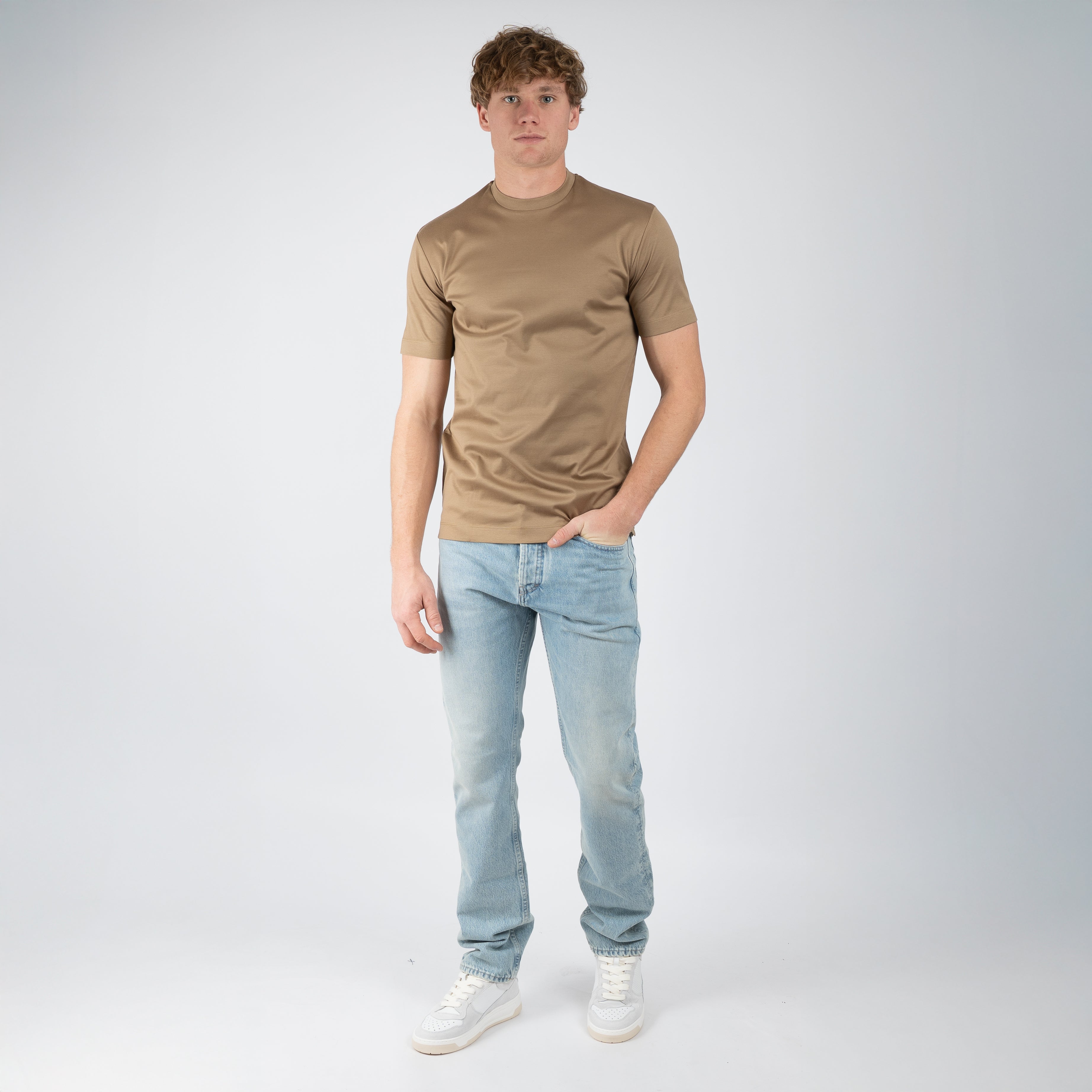 Valenza T-Shirt Amandelbruin | Interlock Supima Cotton