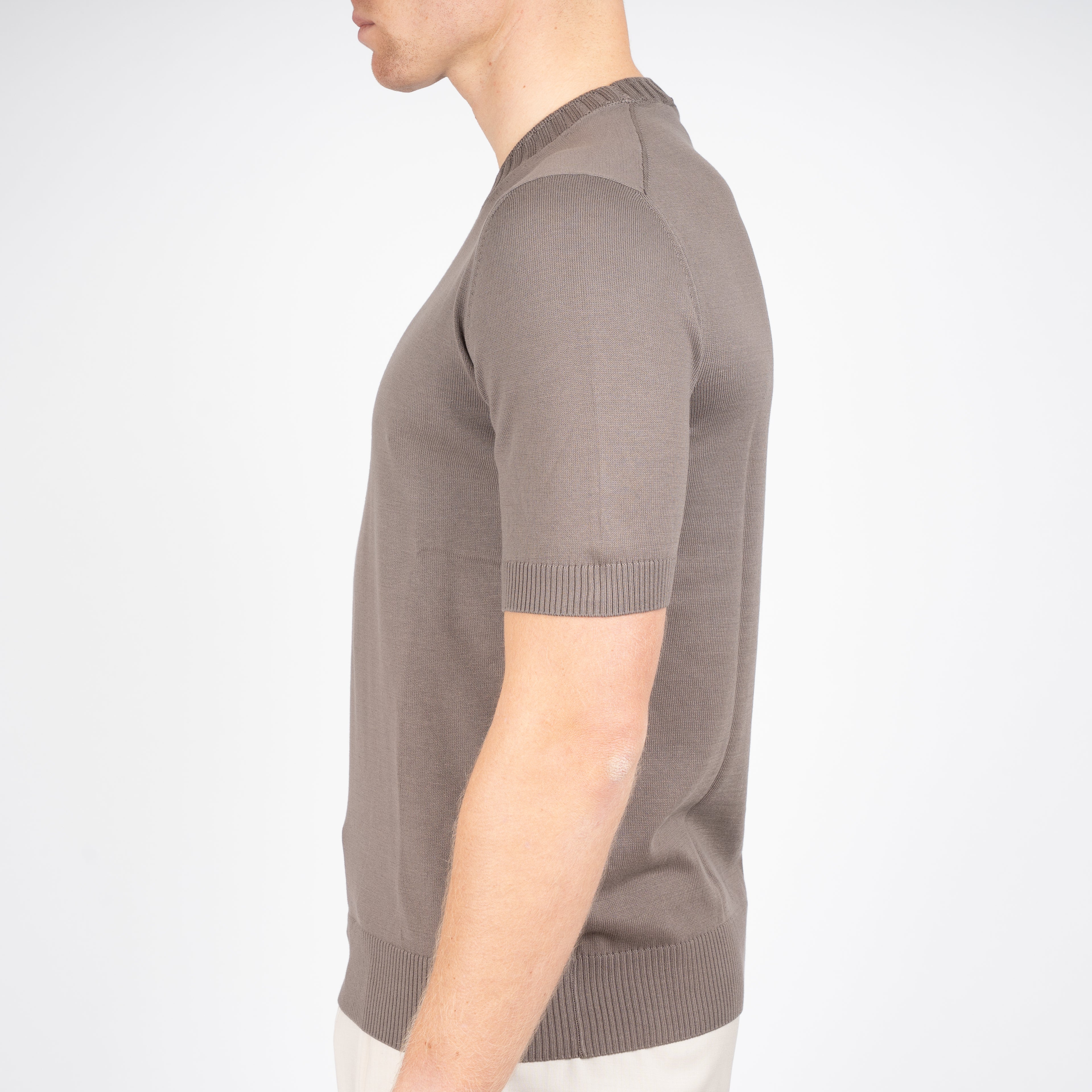 Gran Sasso Gebreid T-Shirt Taupe | Egyptian Cotton