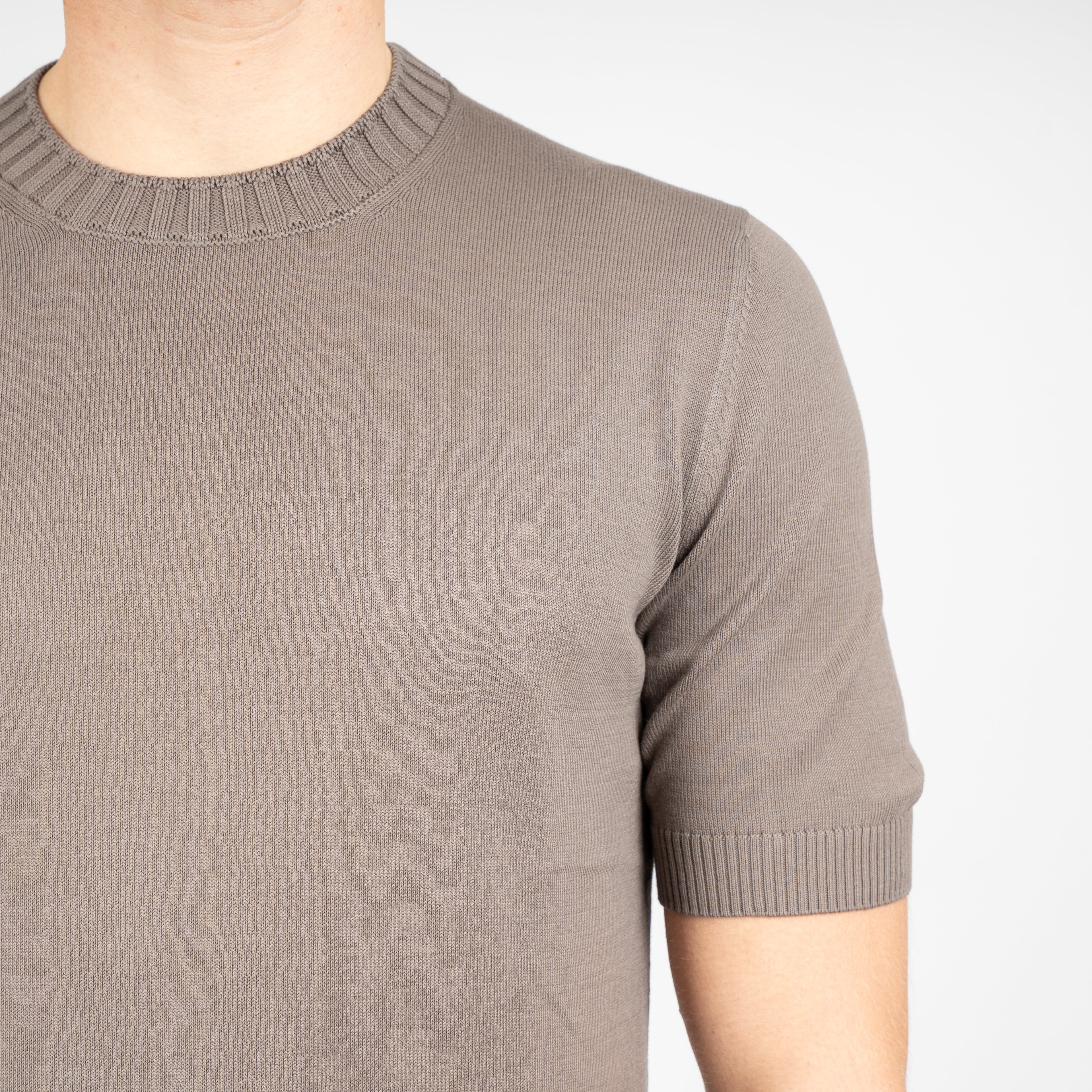 Gran Sasso Gebreid T-Shirt Taupe | Egyptian Cotton