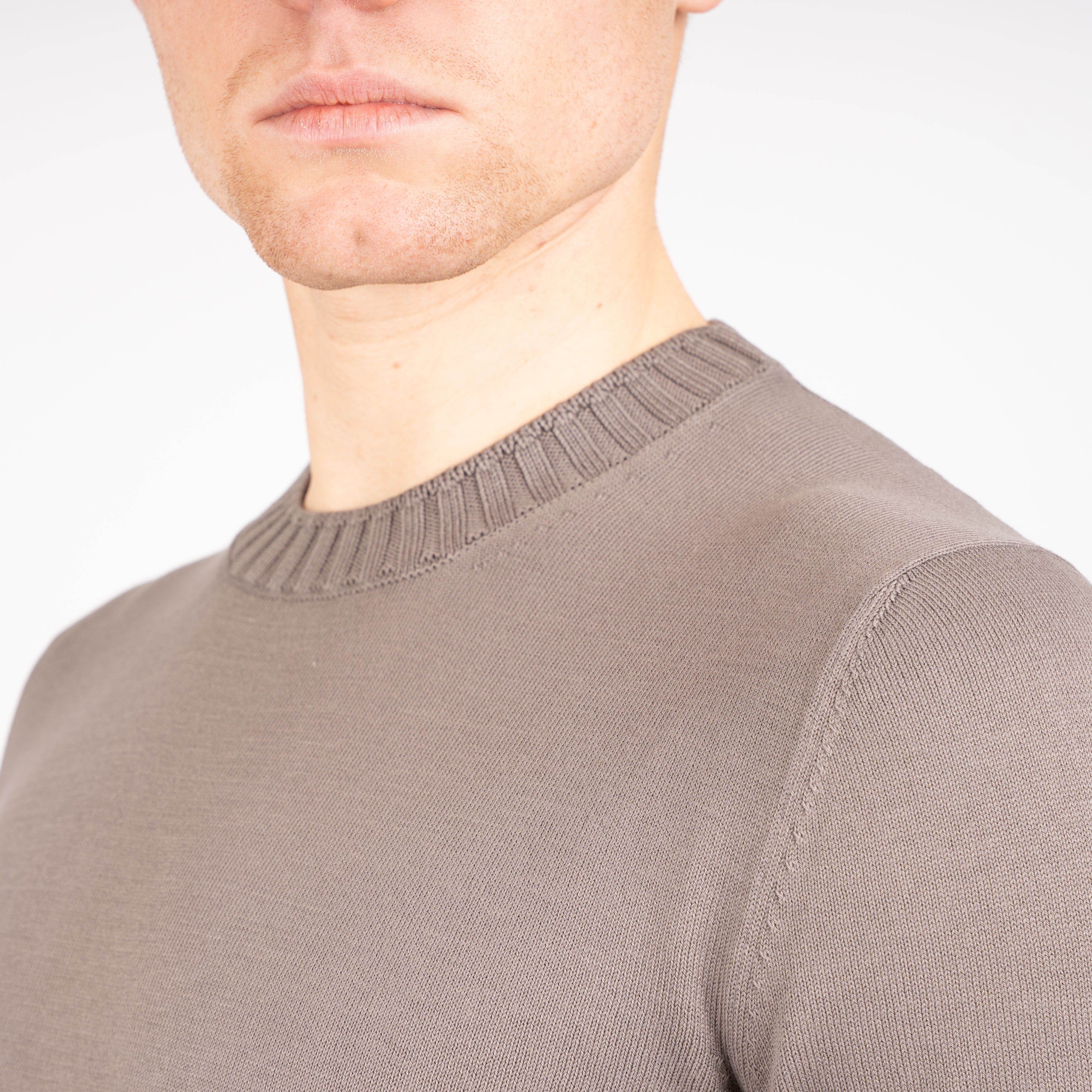 Gran Sasso Gebreid T-Shirt Taupe | Egyptian Cotton