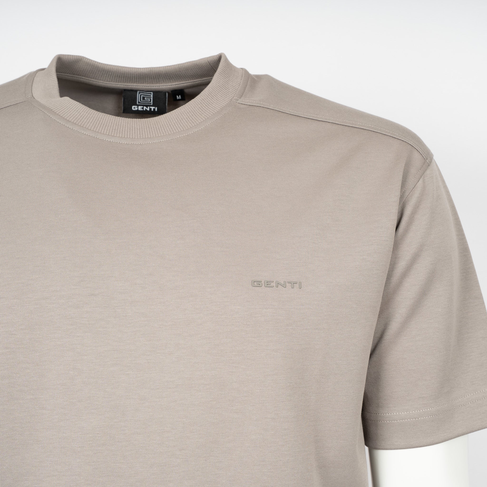 Genti T-Shirt Taupe | Relaxed Fit Cotton Tech
