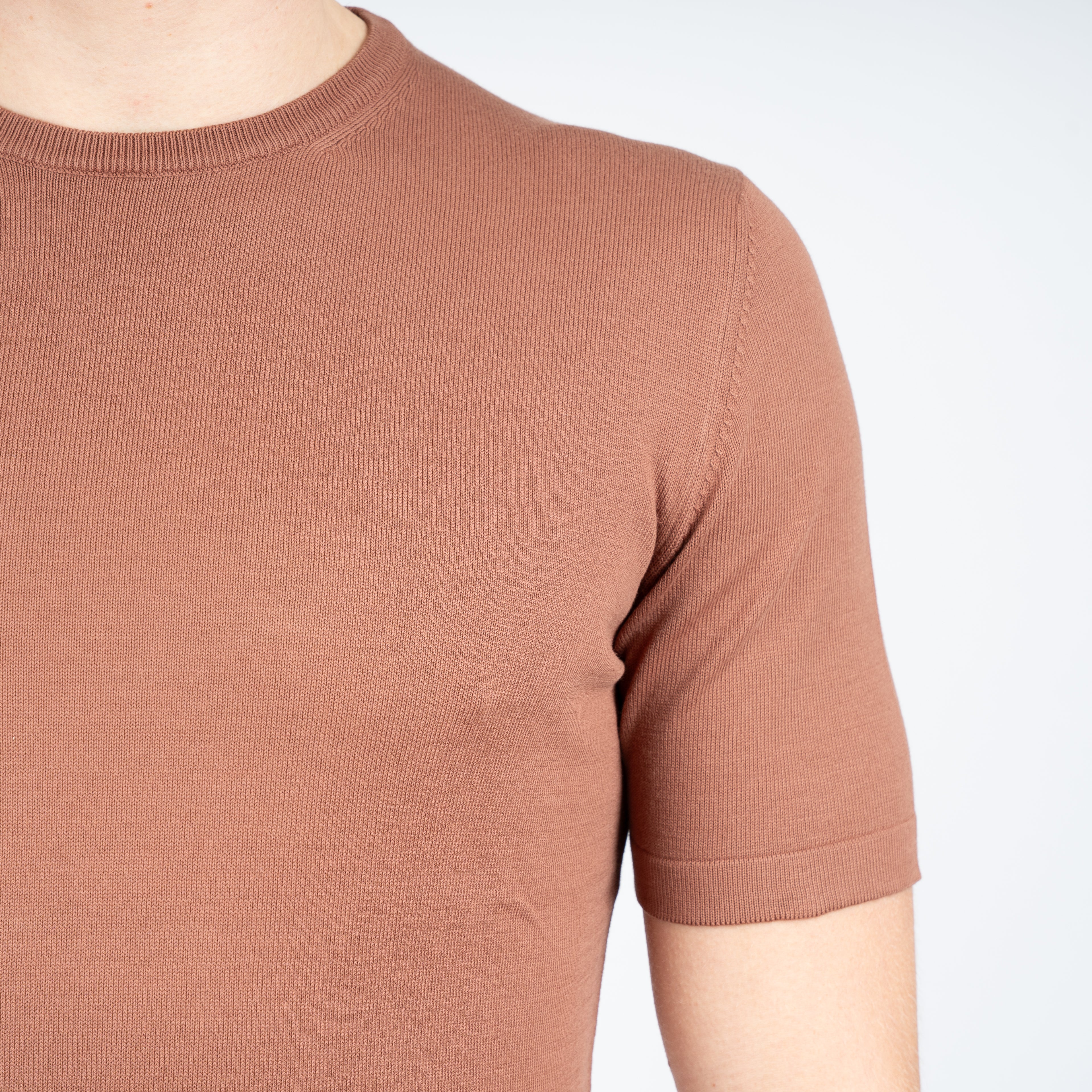 Gran Sasso Gebreid T-Shirt Roestbruin | Egyptian Cotton