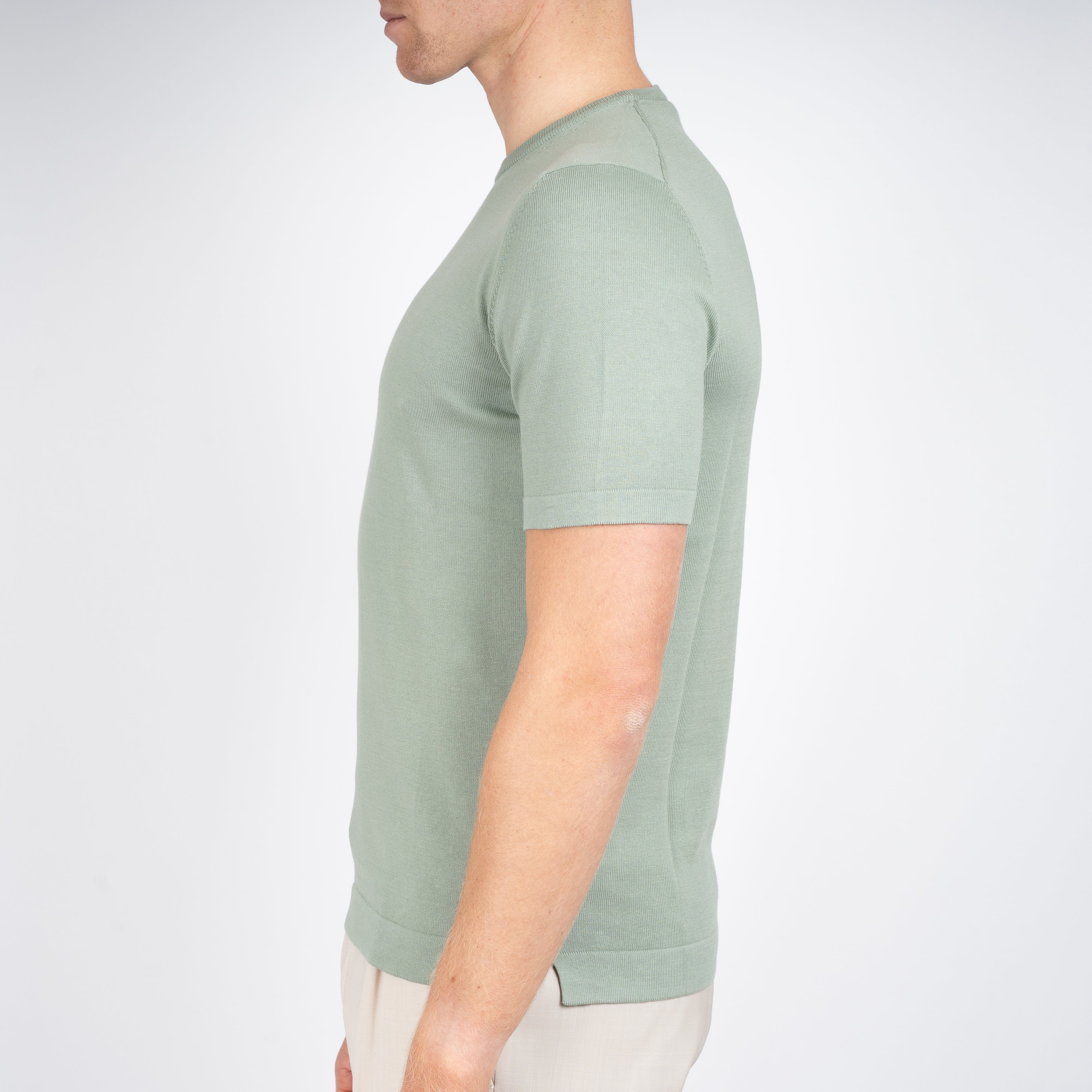 Gran Sasso Gebreid T-Shirt Groen | Egyptian Cotton