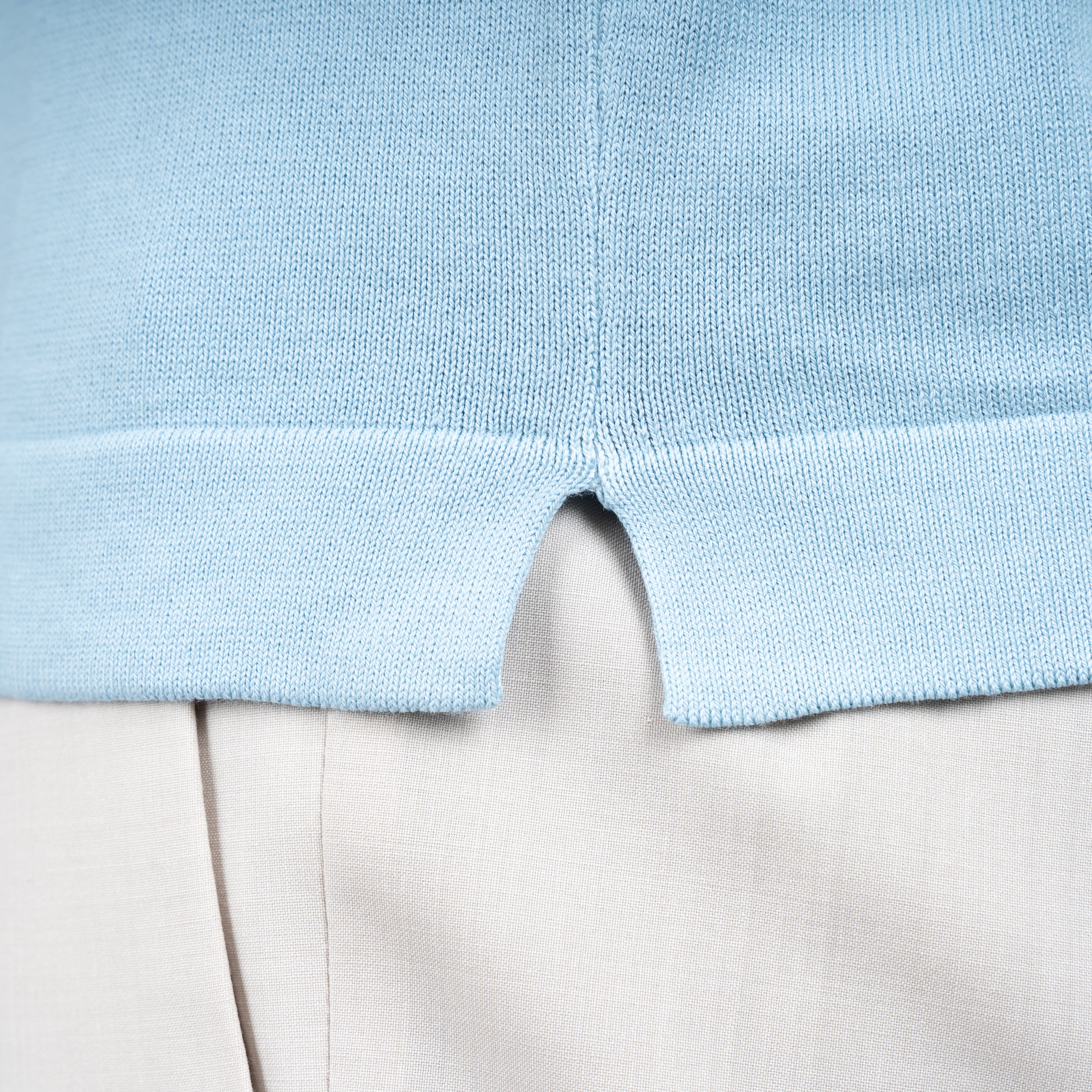 Gran Sasso Gebreid T-Shirt Lichtblauw | Egyptian Cotton