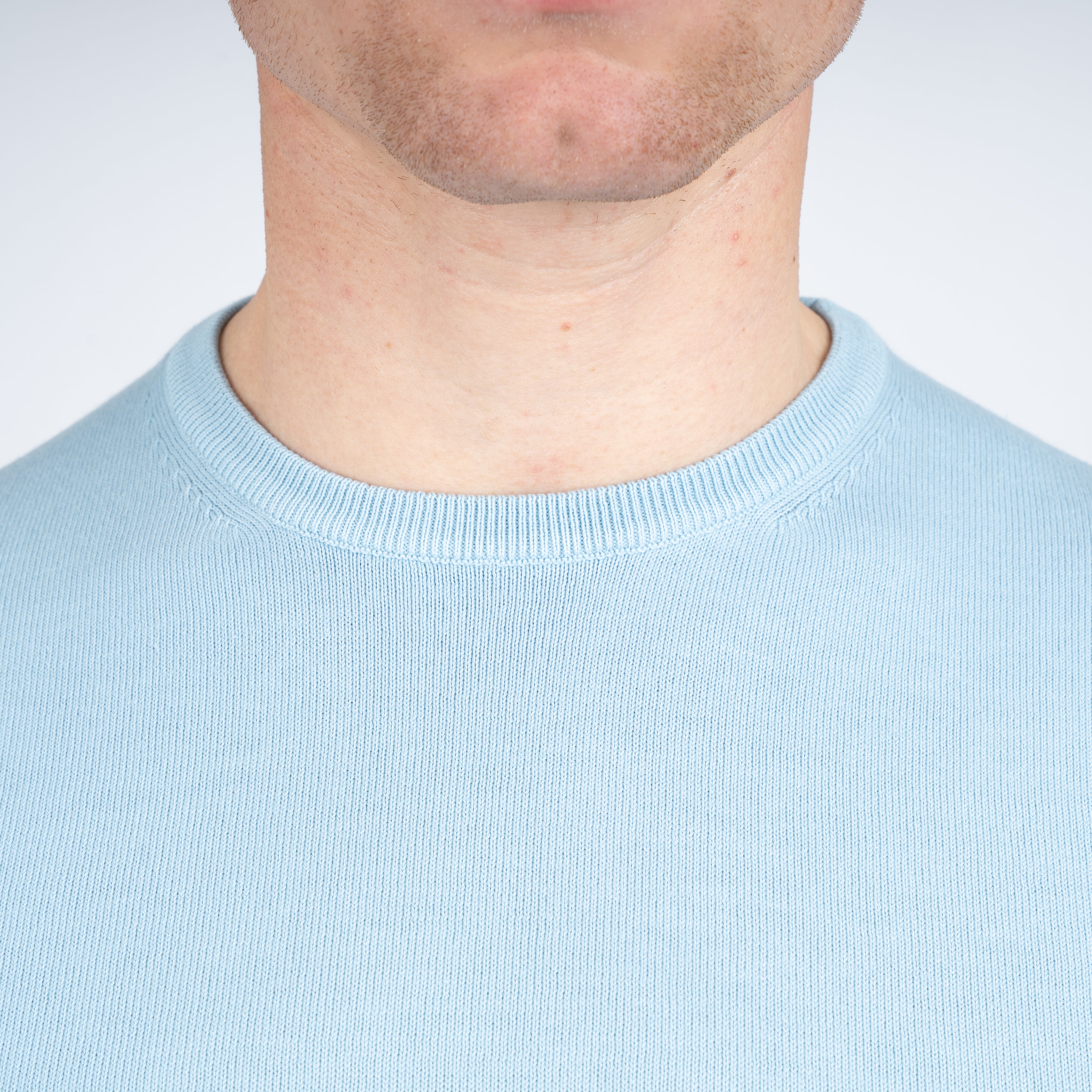 Gran Sasso Gebreid T-Shirt Lichtblauw | Egyptian Cotton