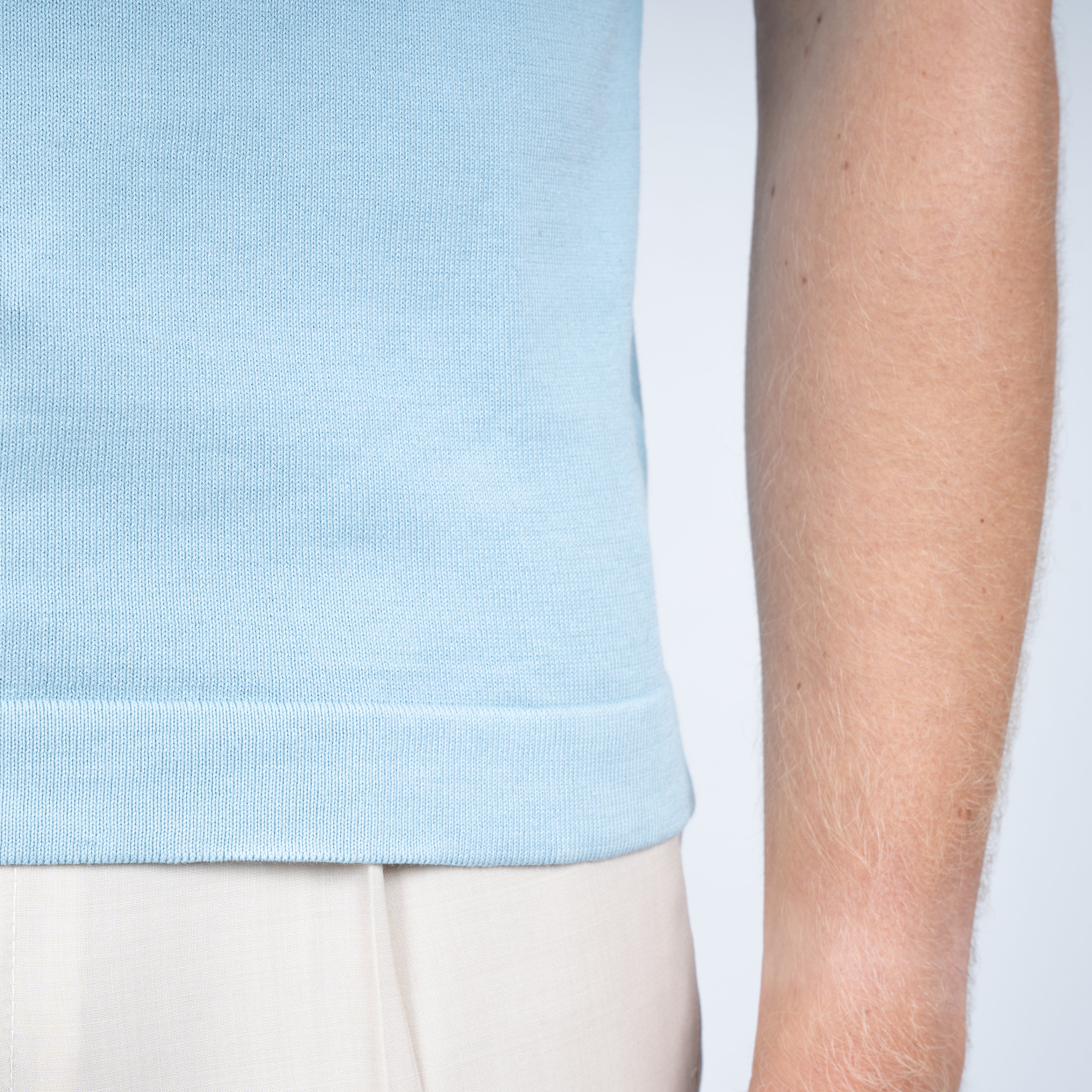 Gran Sasso Gebreid T-Shirt Lichtblauw | Egyptian Cotton