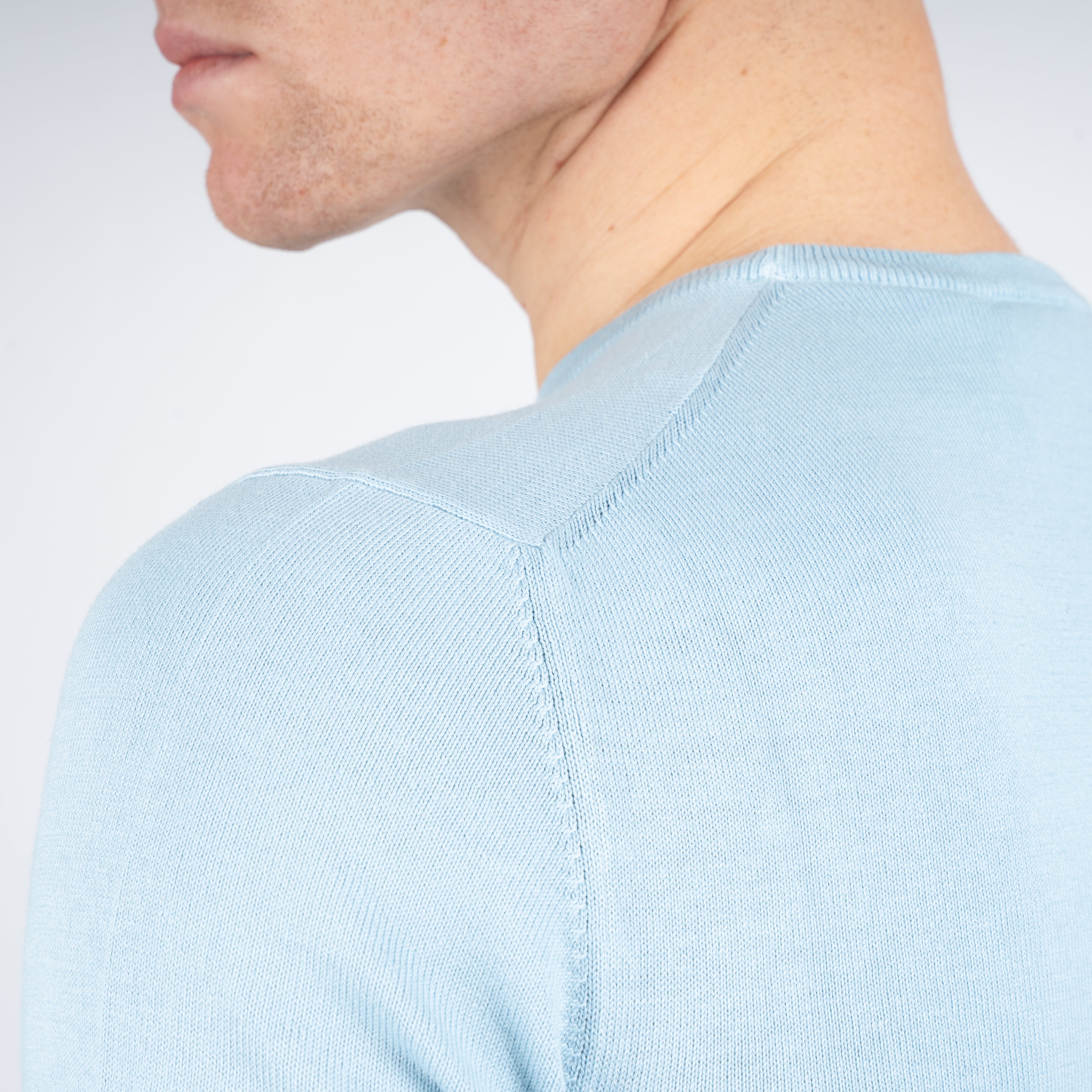 Gran Sasso Gebreid T-Shirt Lichtblauw | Egyptian Cotton