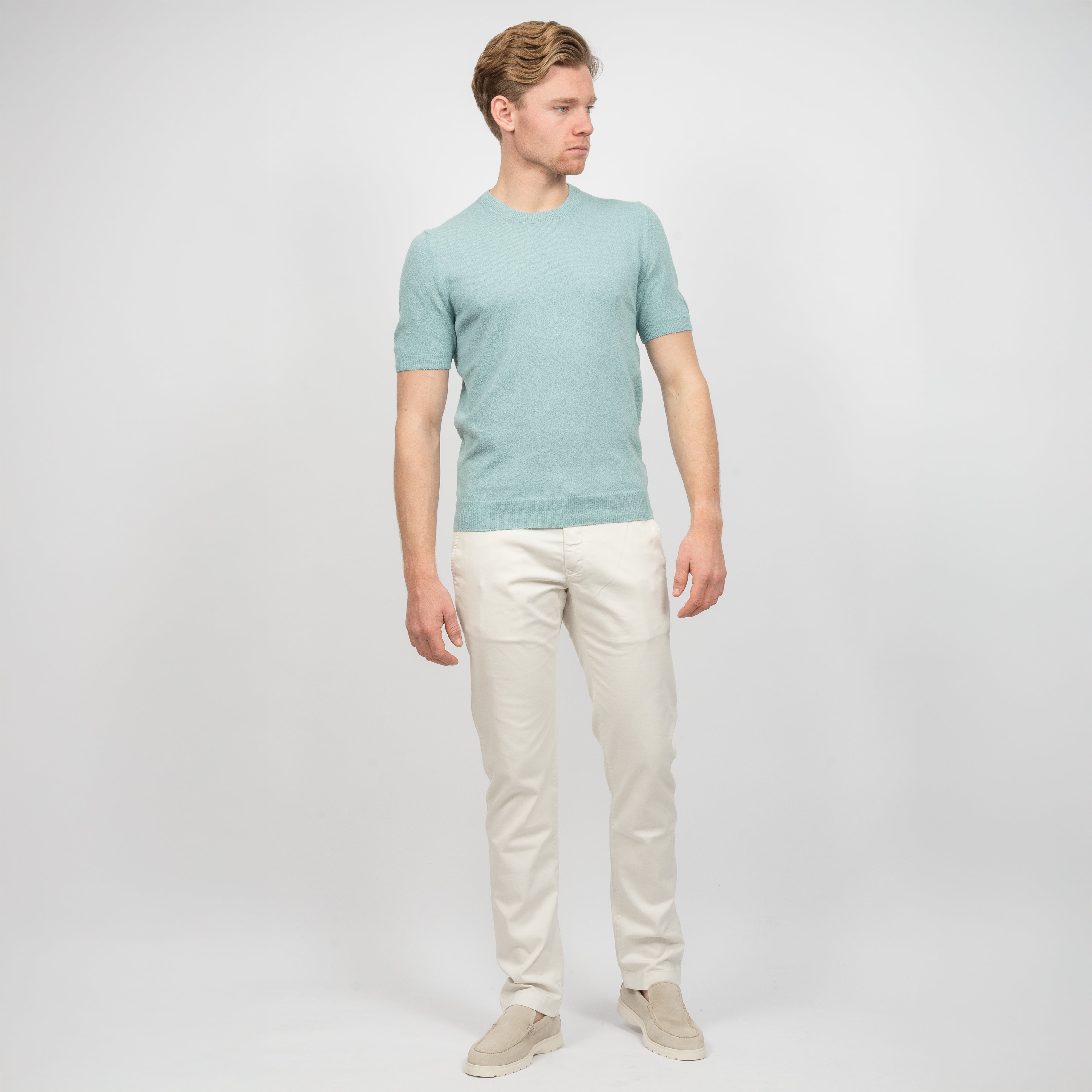 Gran Sasso T-Shirt Aquablauw | Boucle Knit