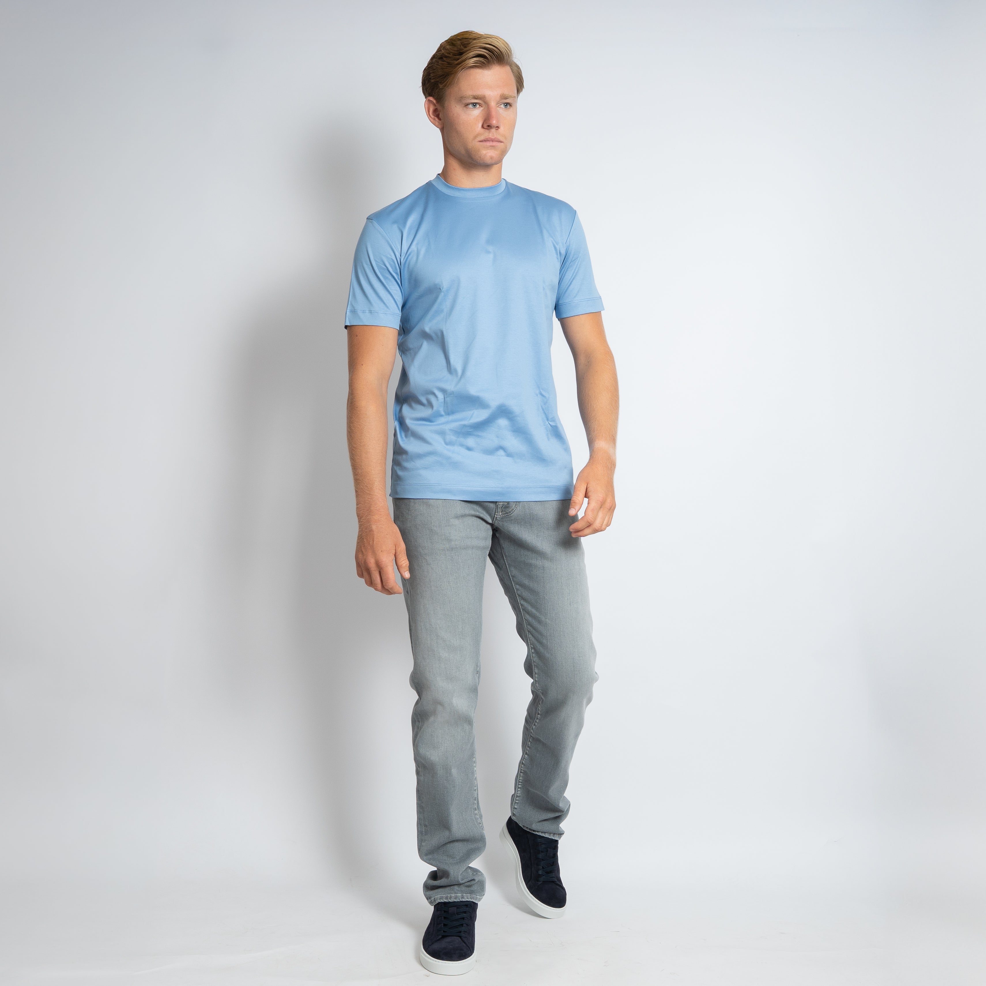 Valenza T-Shirt Lichtblauw | Interlock Supima Cotton