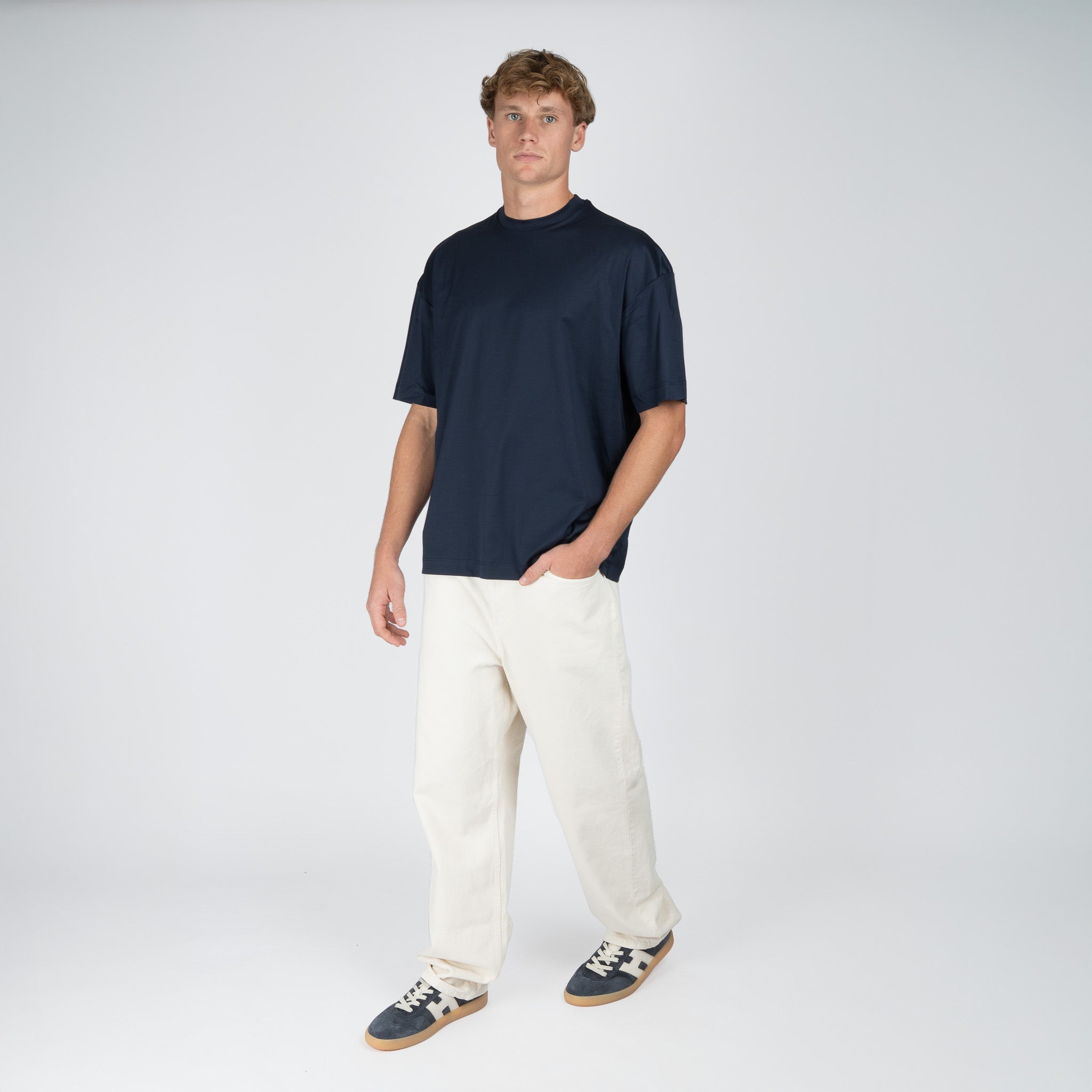 Valenza T-Shirt Blauw | Interlock Supima Oversized