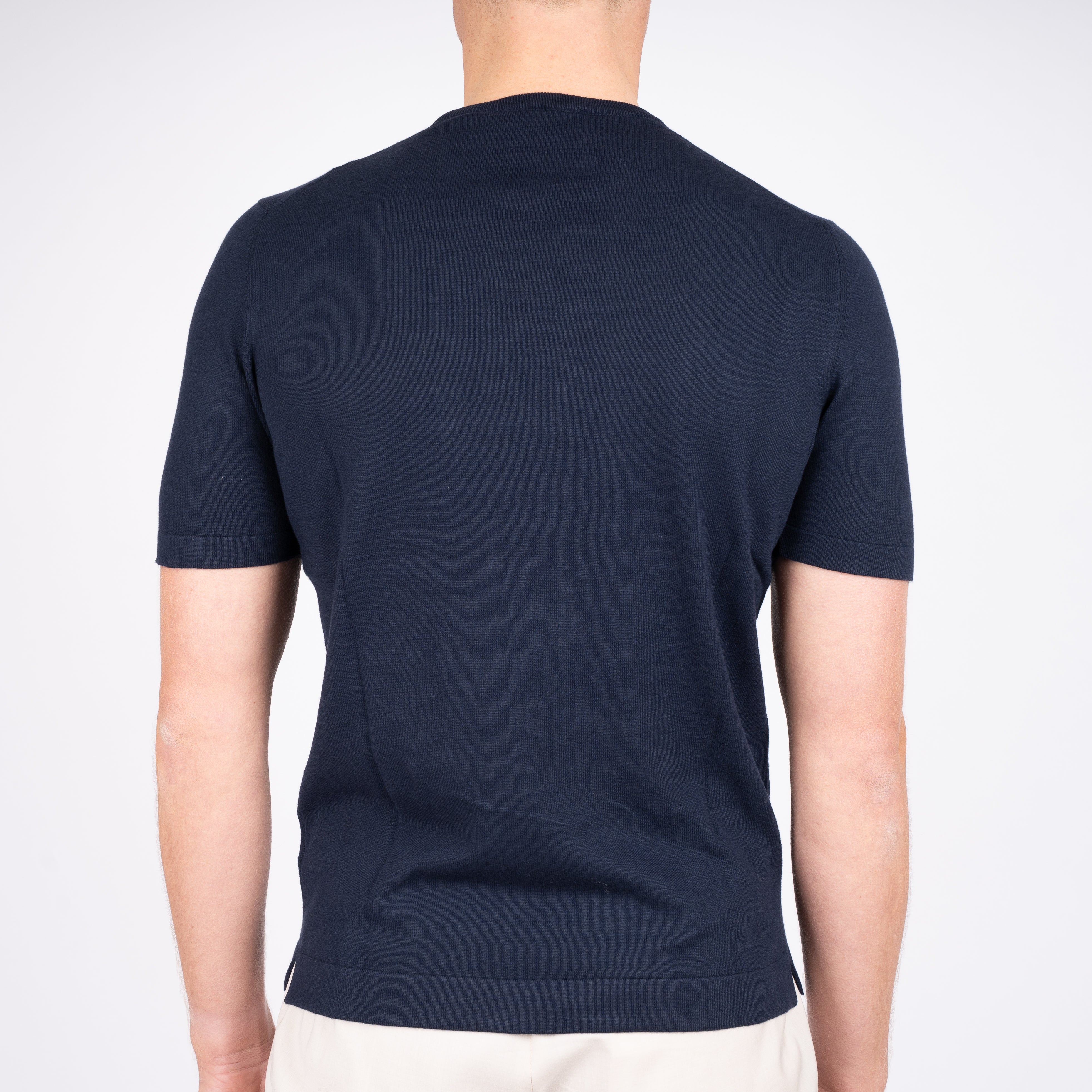 Gran Sasso Gebreid T-Shirt Donkerblauw | Egyptian Cotton