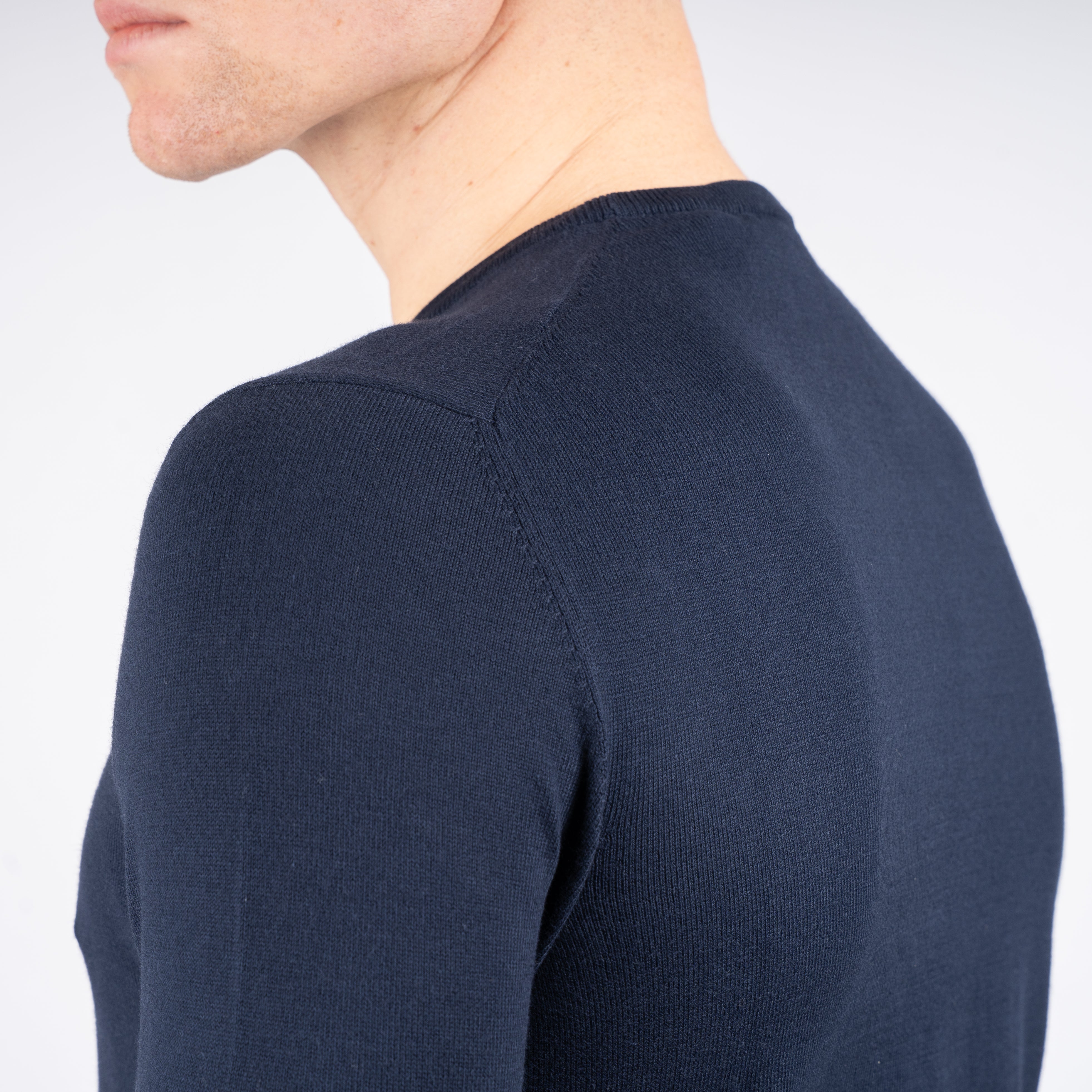 Gran Sasso Gebreid T-Shirt Donkerblauw | Egyptian Cotton