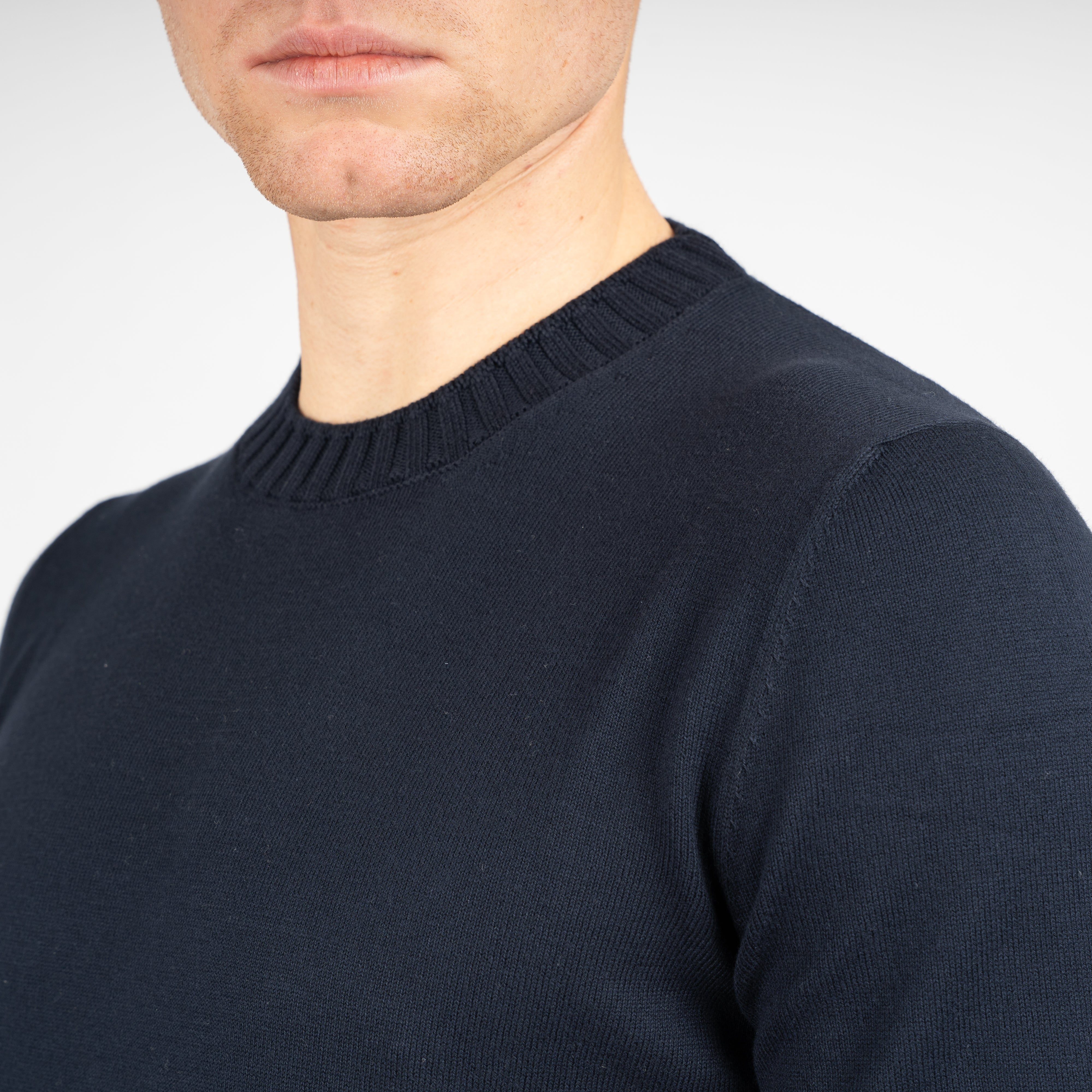 Gran Sasso Gebreid T-Shirt Donkerblauw | Egyptian Cotton