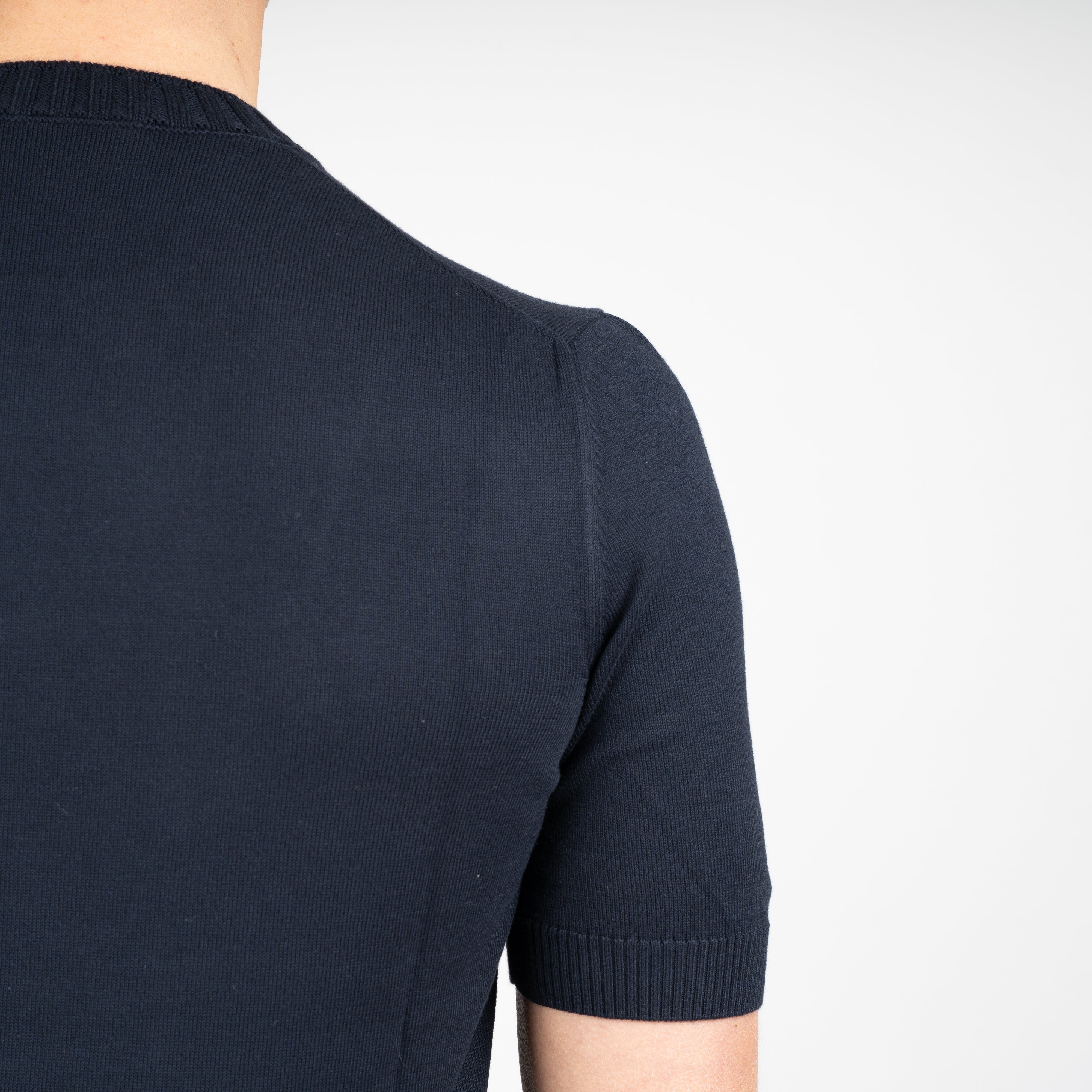 Gran Sasso Gebreid T-Shirt Donkerblauw | Egyptian Cotton