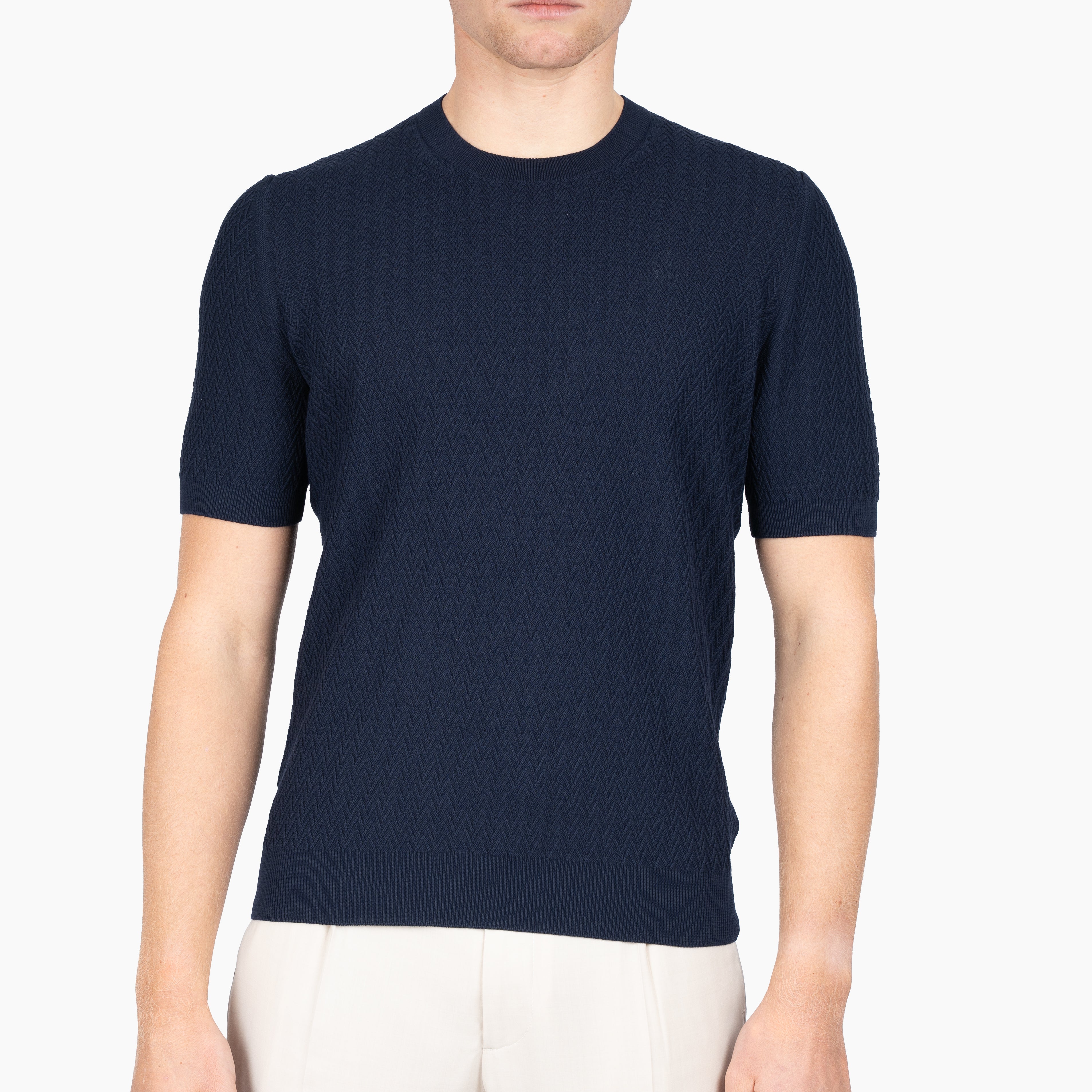 Gran Sasso Gebreid T-Shirt Blauw | Fresh Cotton