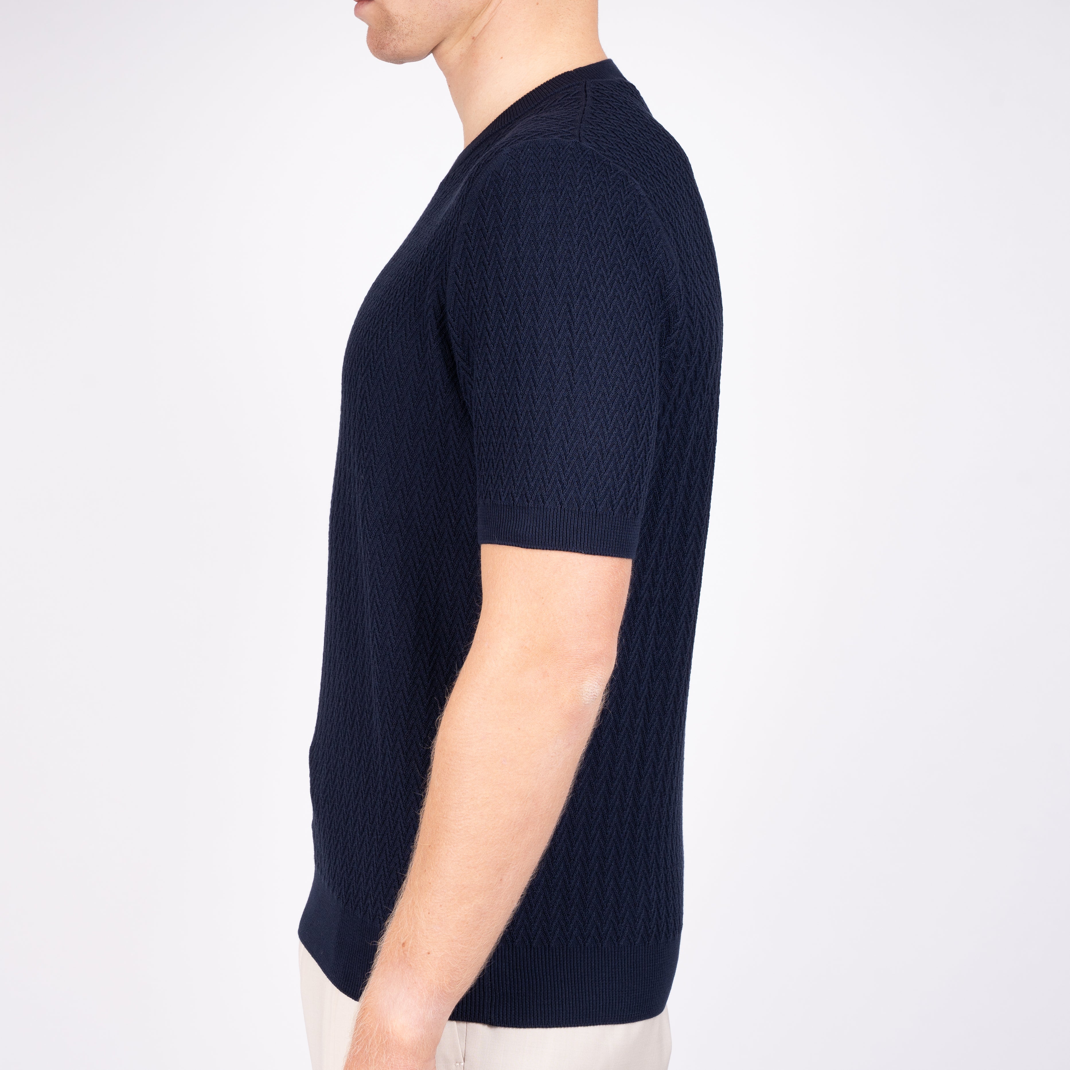 Gran Sasso Gebreid T-Shirt Blauw | Fresh Cotton