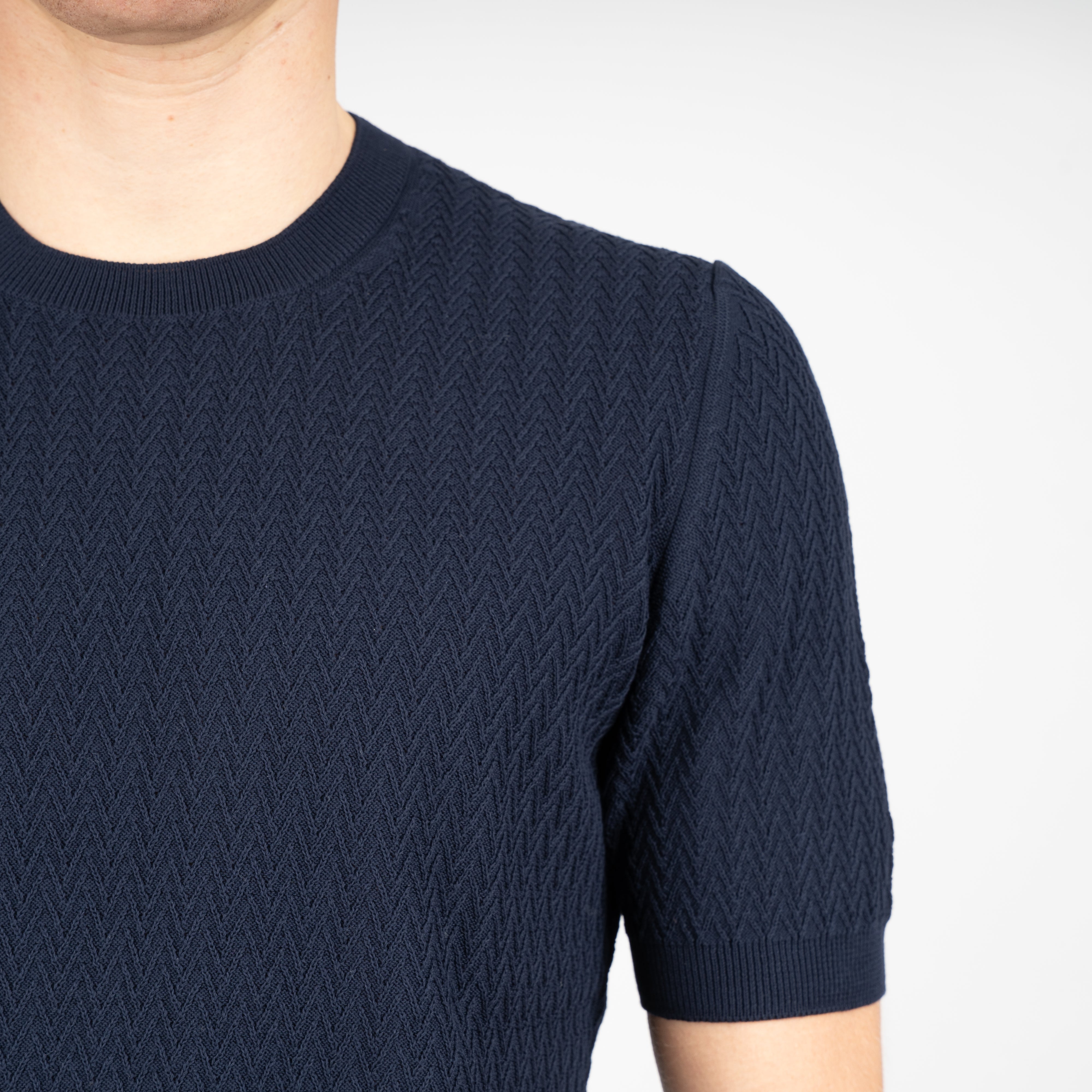 Gran Sasso Gebreid T-Shirt Blauw | Fresh Cotton