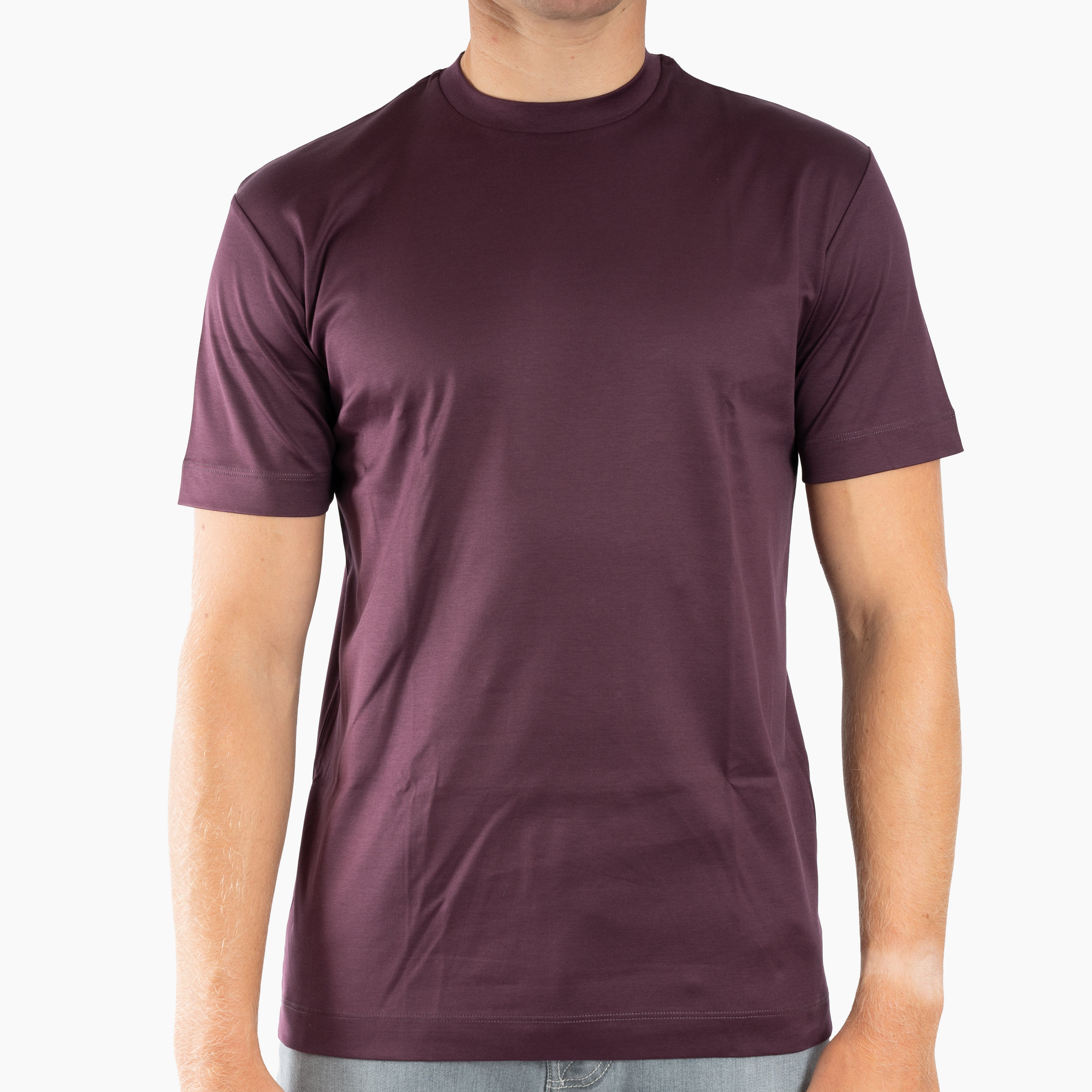 Valenza T-Shirt Bordeaux Rood | Interlock Supima Cotton