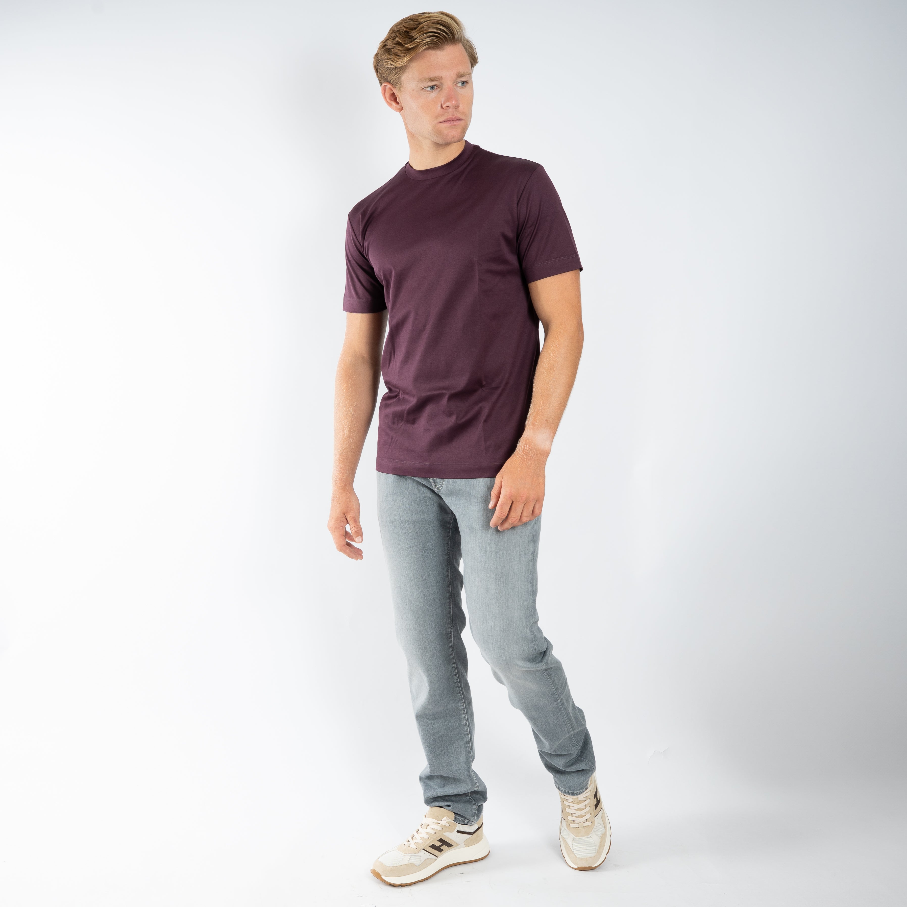Valenza T-Shirt Bordeaux Rood | Interlock Supima Cotton