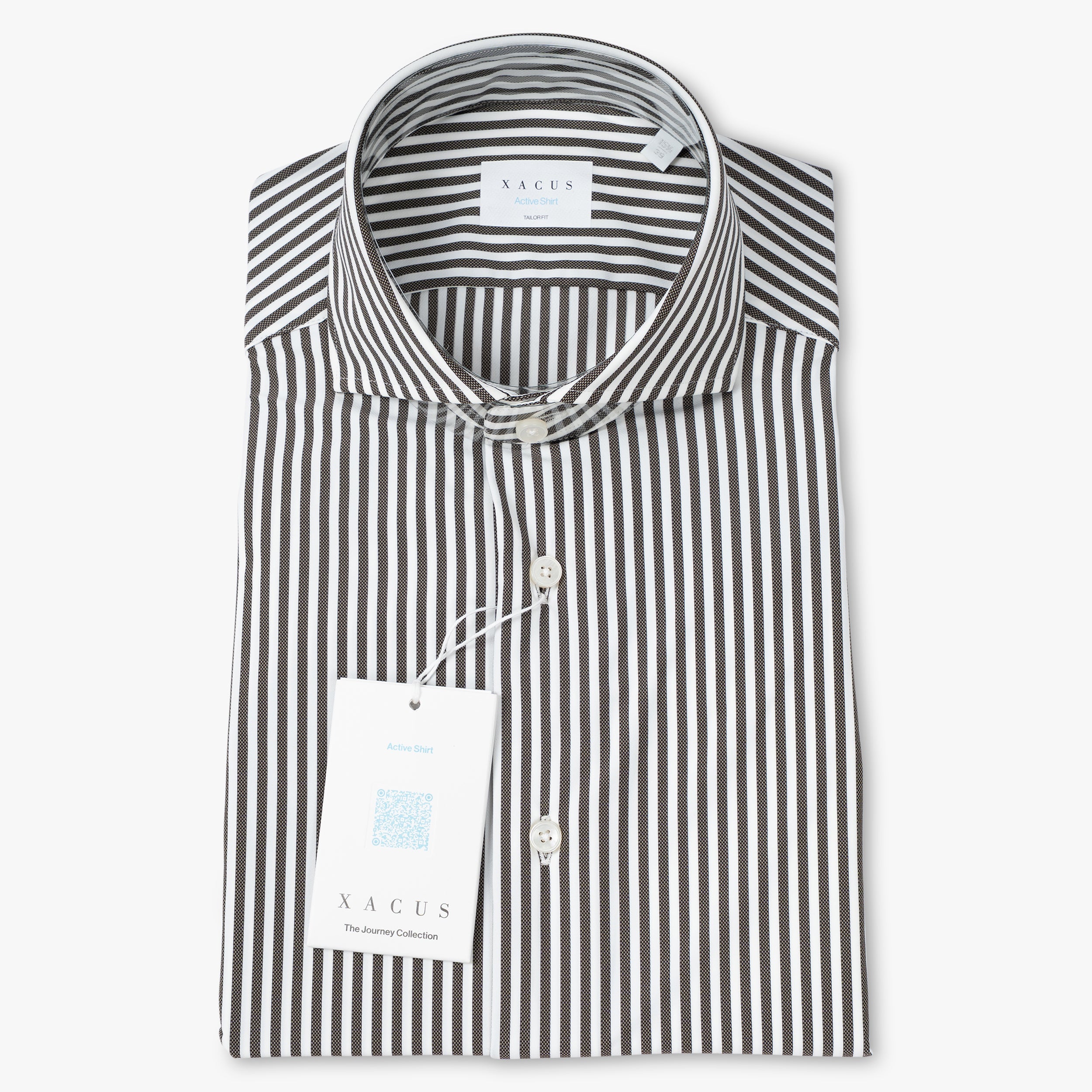 Xacus Overhemd Bruine Streep | Active Shirt
